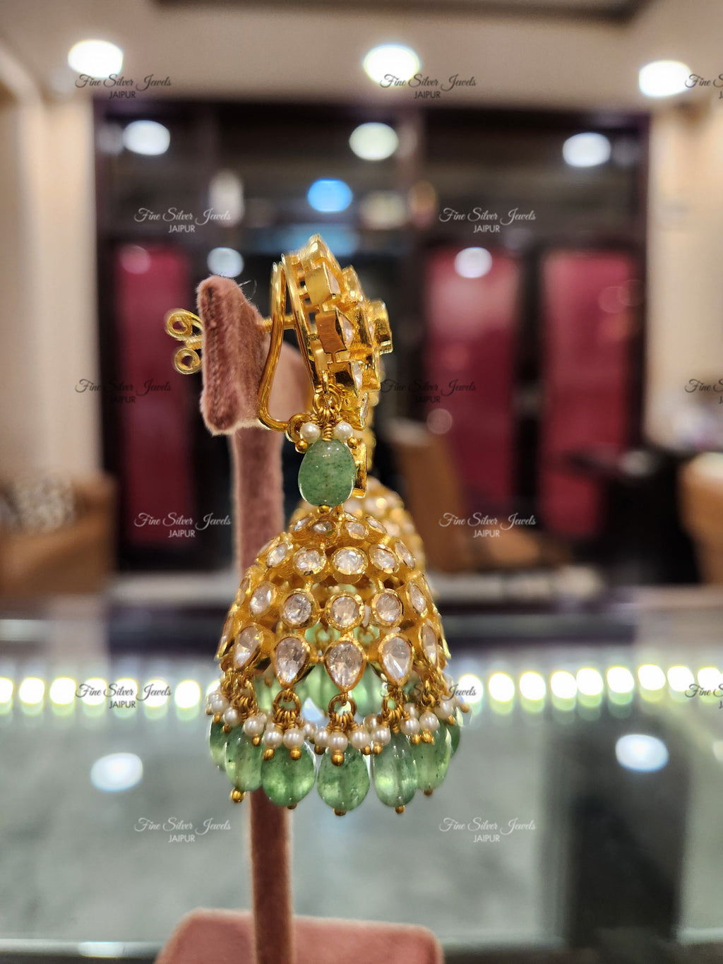 925 Silver Paro Polki Jhumka