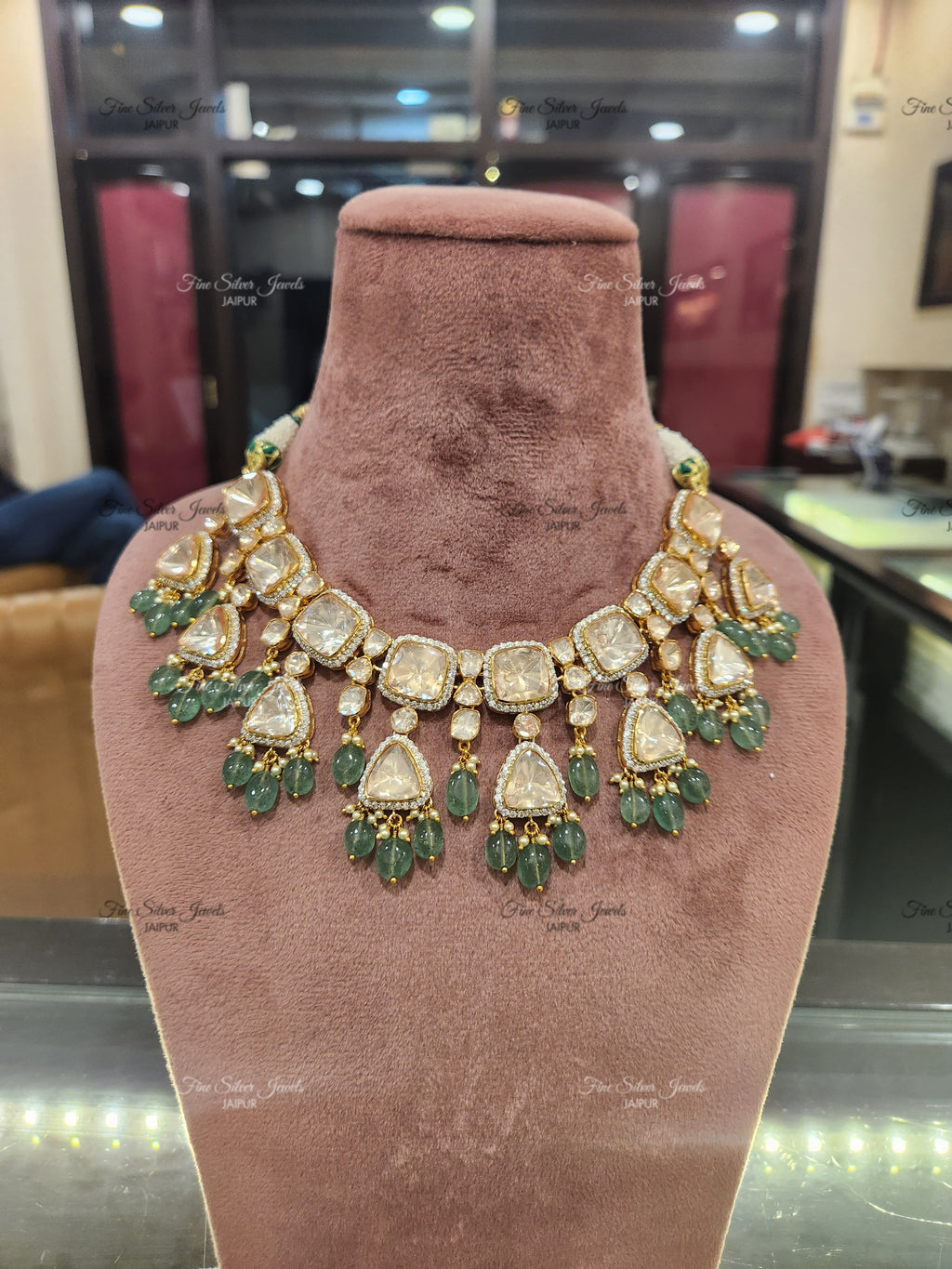 925 Silver Paro Polki Necklace Set