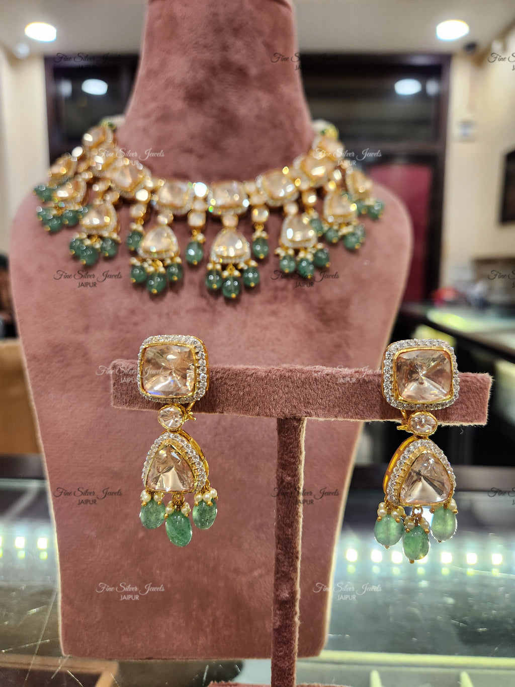 925 Silver Paro Polki Necklace Set