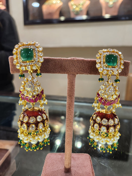 92.5 Silver Mirza Jhumka Earrings