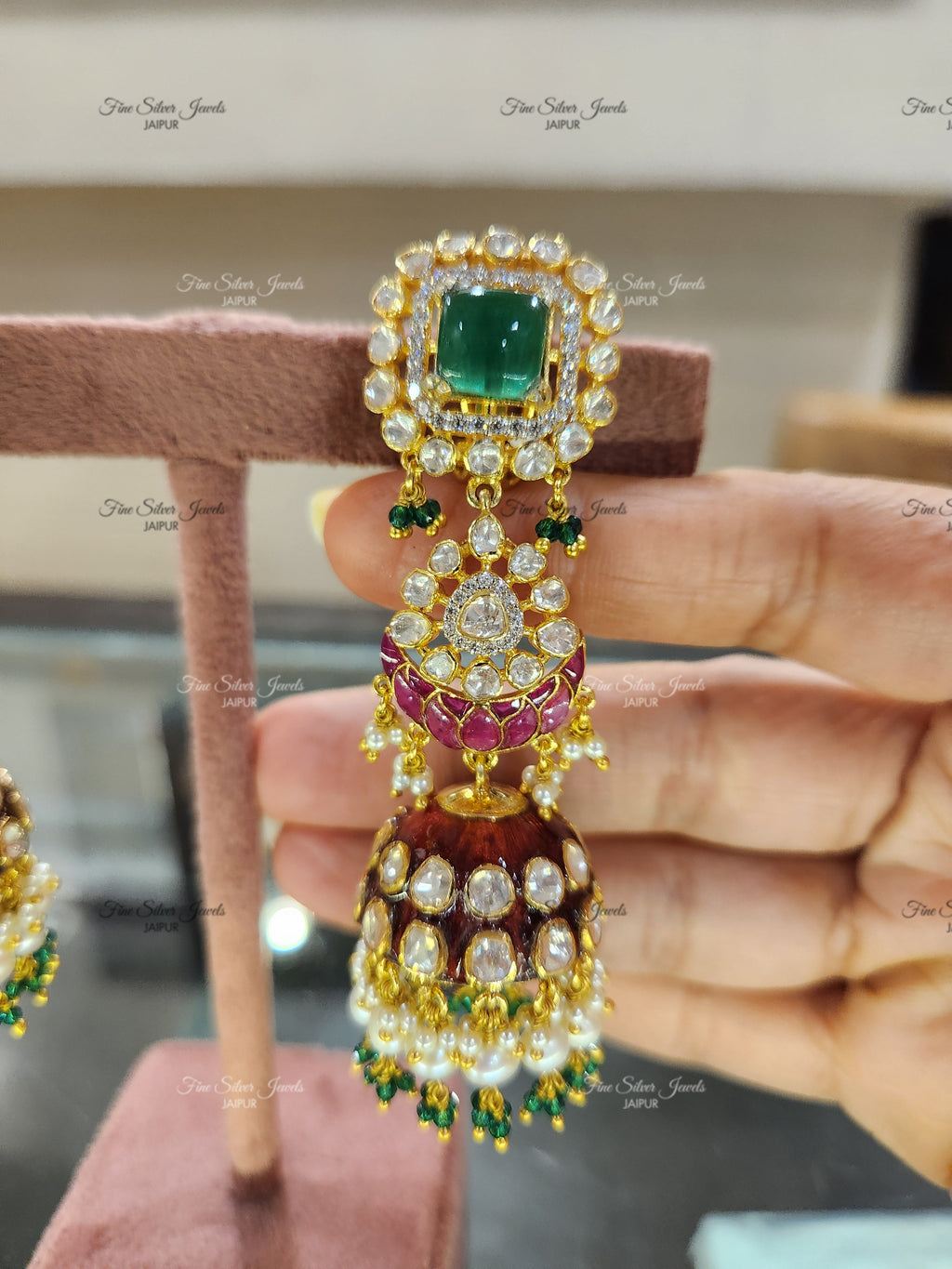 92.5 Silver Mirza Jhumka Earrings