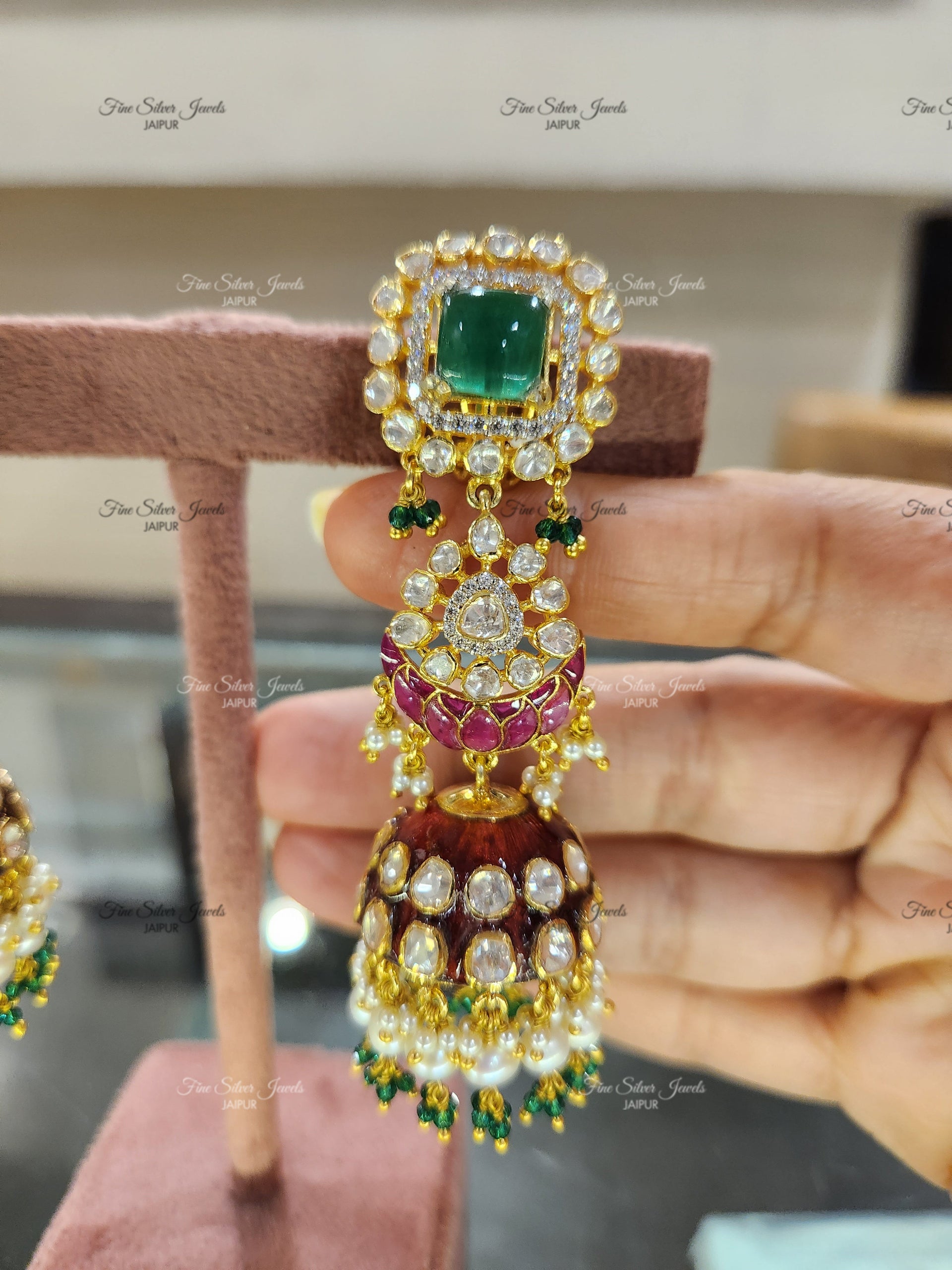 92.5 Silver Mirza Jhumka Earrings