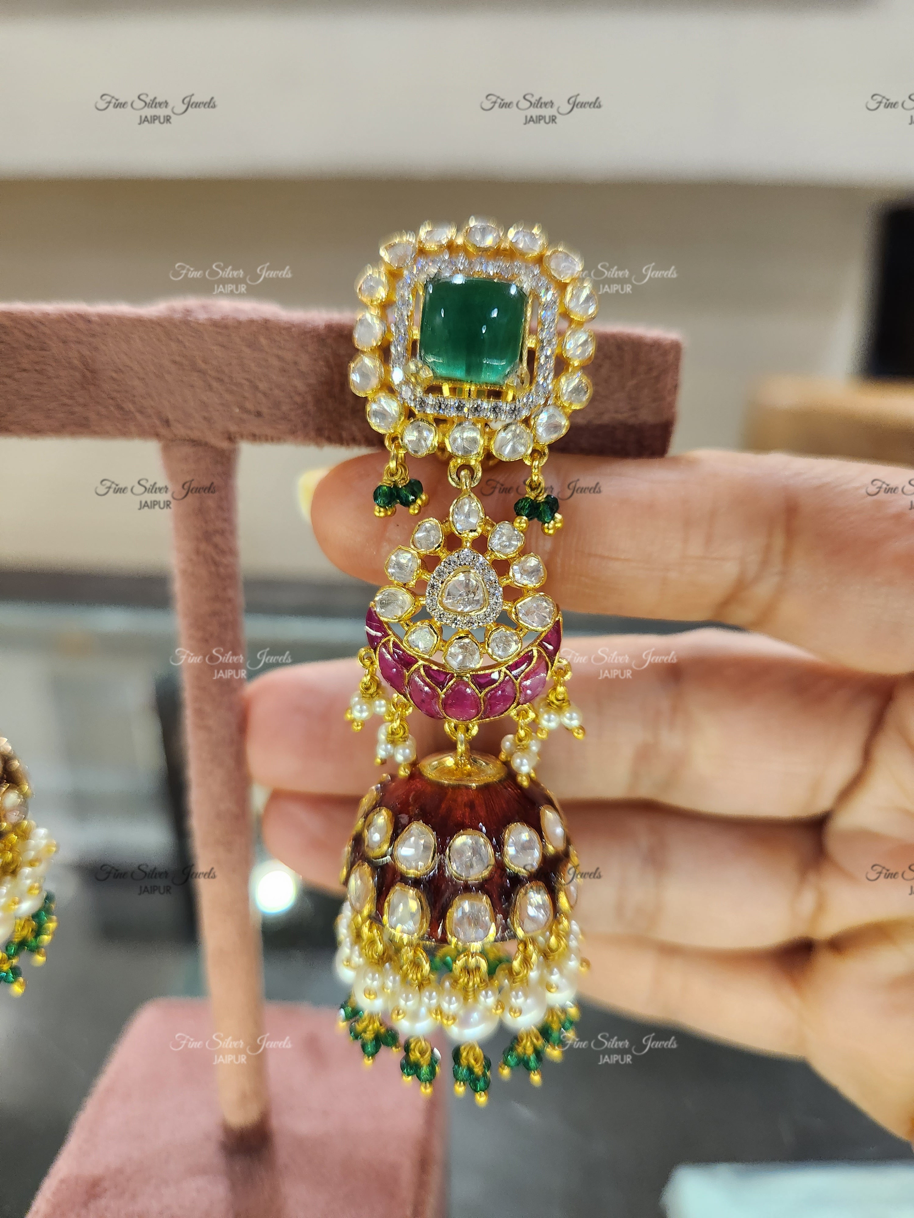 92.5 Silver Mirza Jhumka Earrings