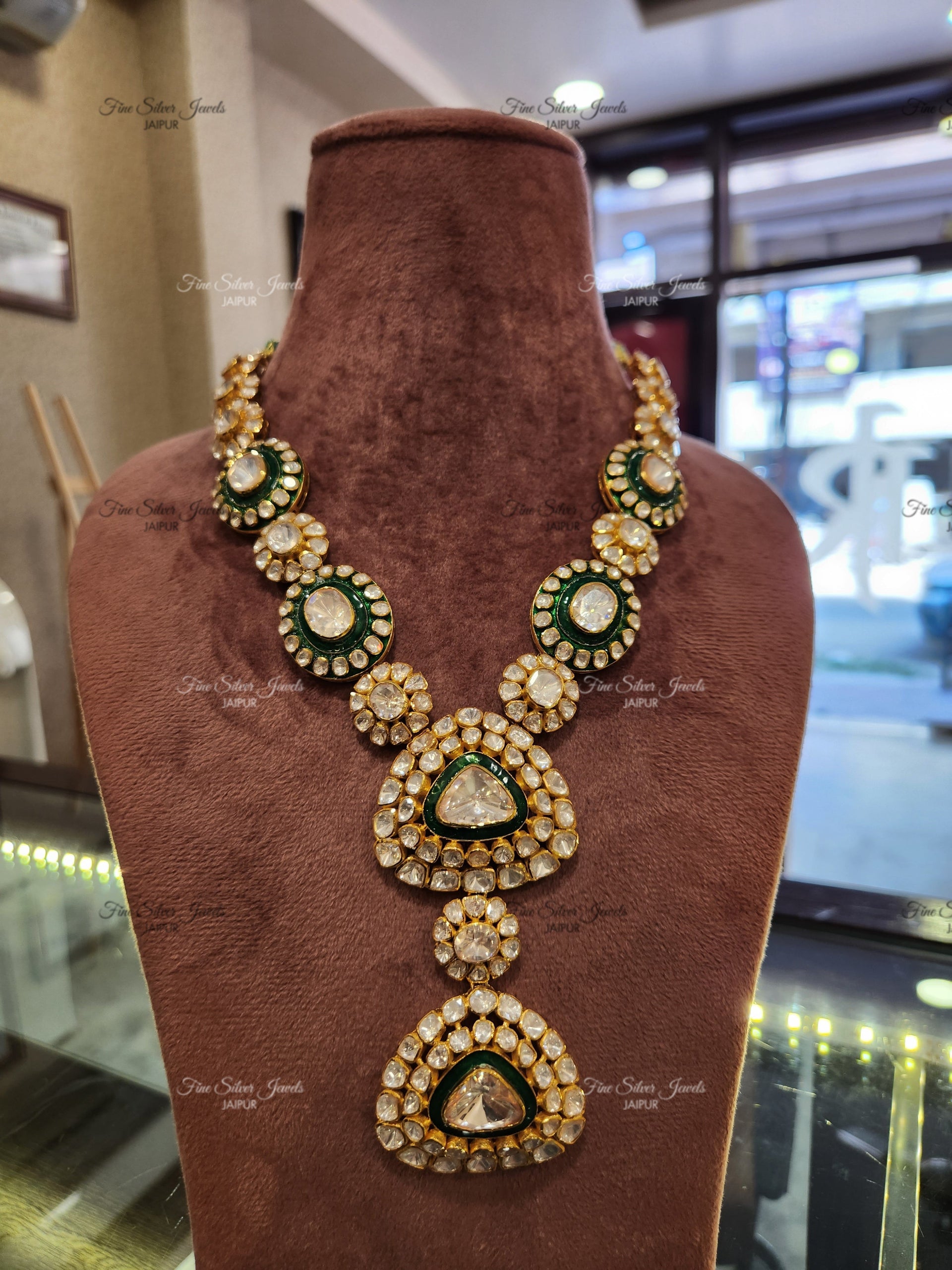 925 Silver Durga Polki Necklace