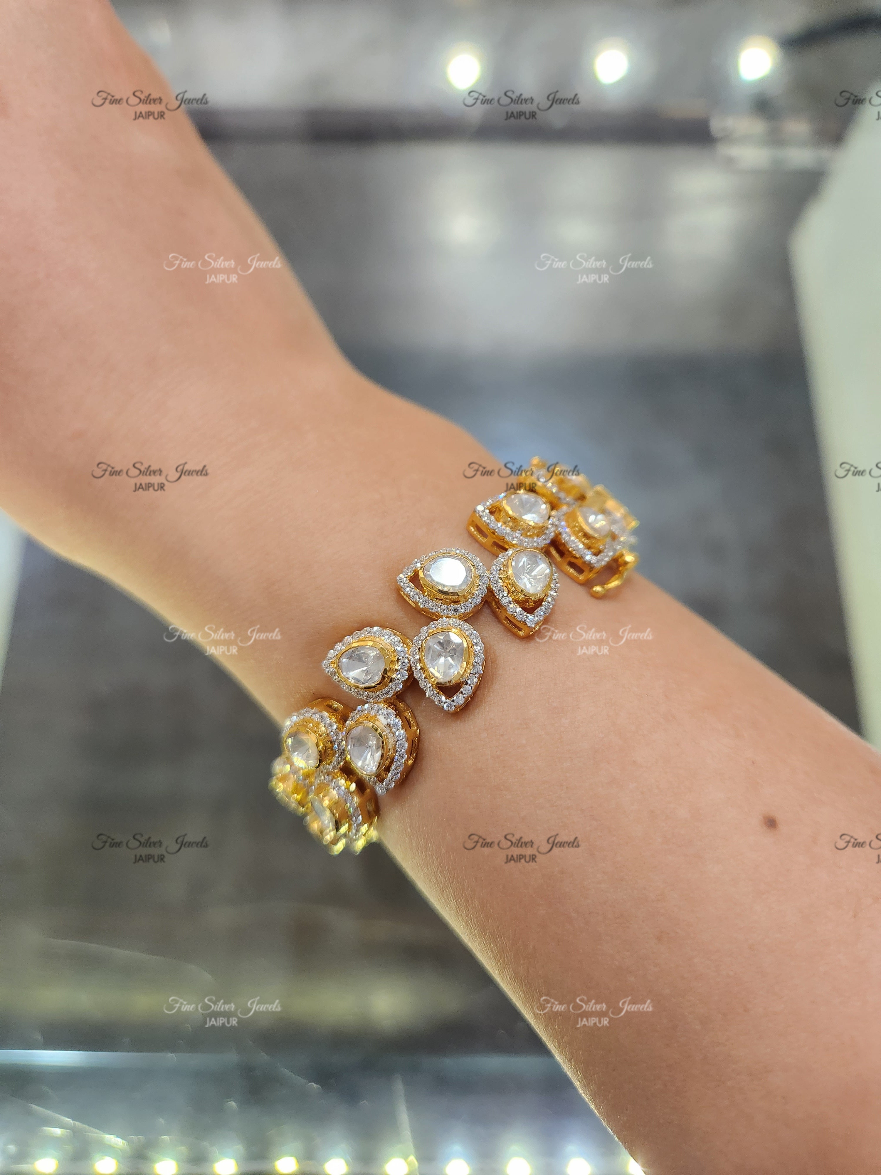 925 Silver Rivah Polki Bangle (set of 2)