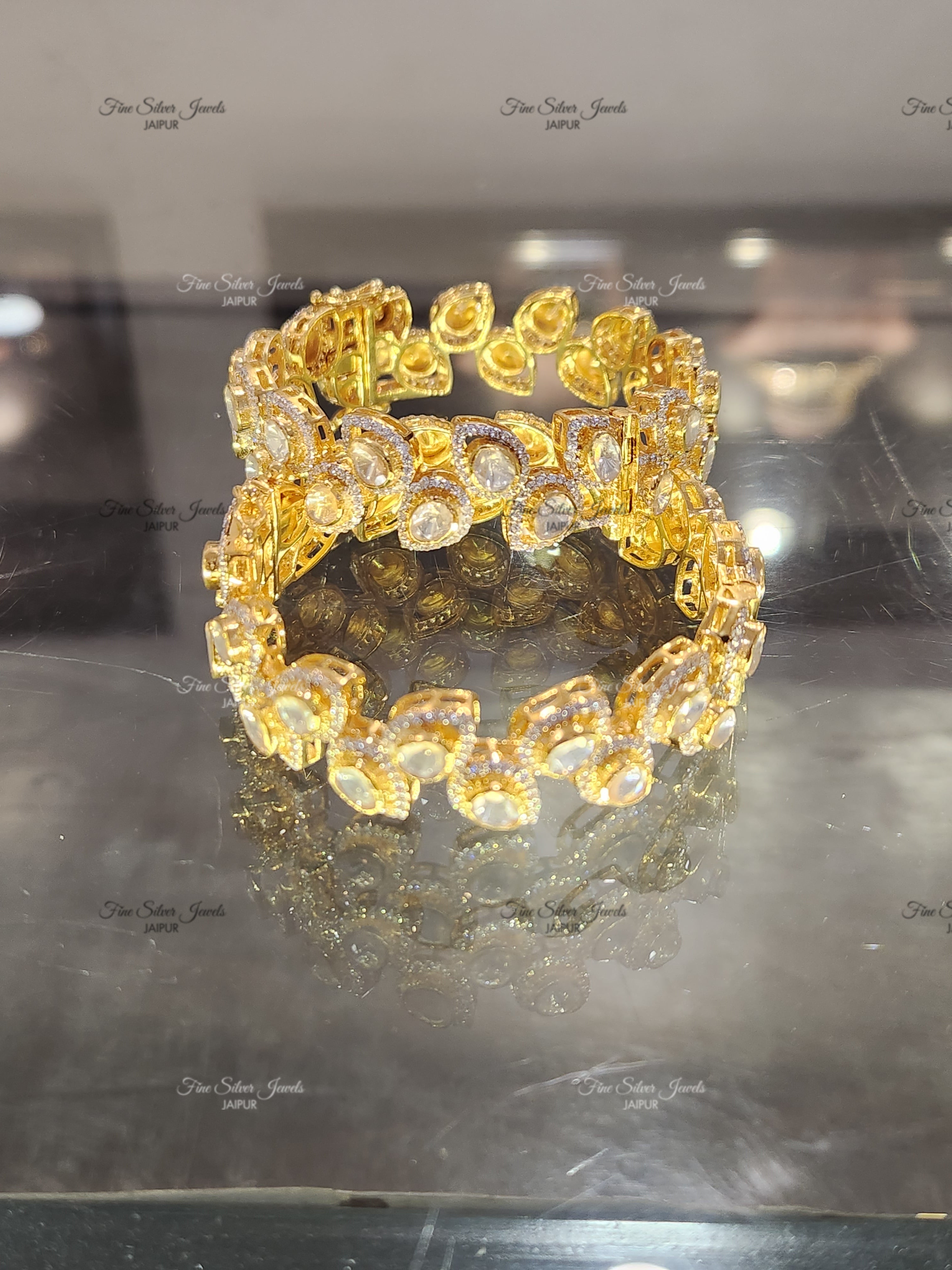 925 Silver Rivah Polki Bangle (set of 2)