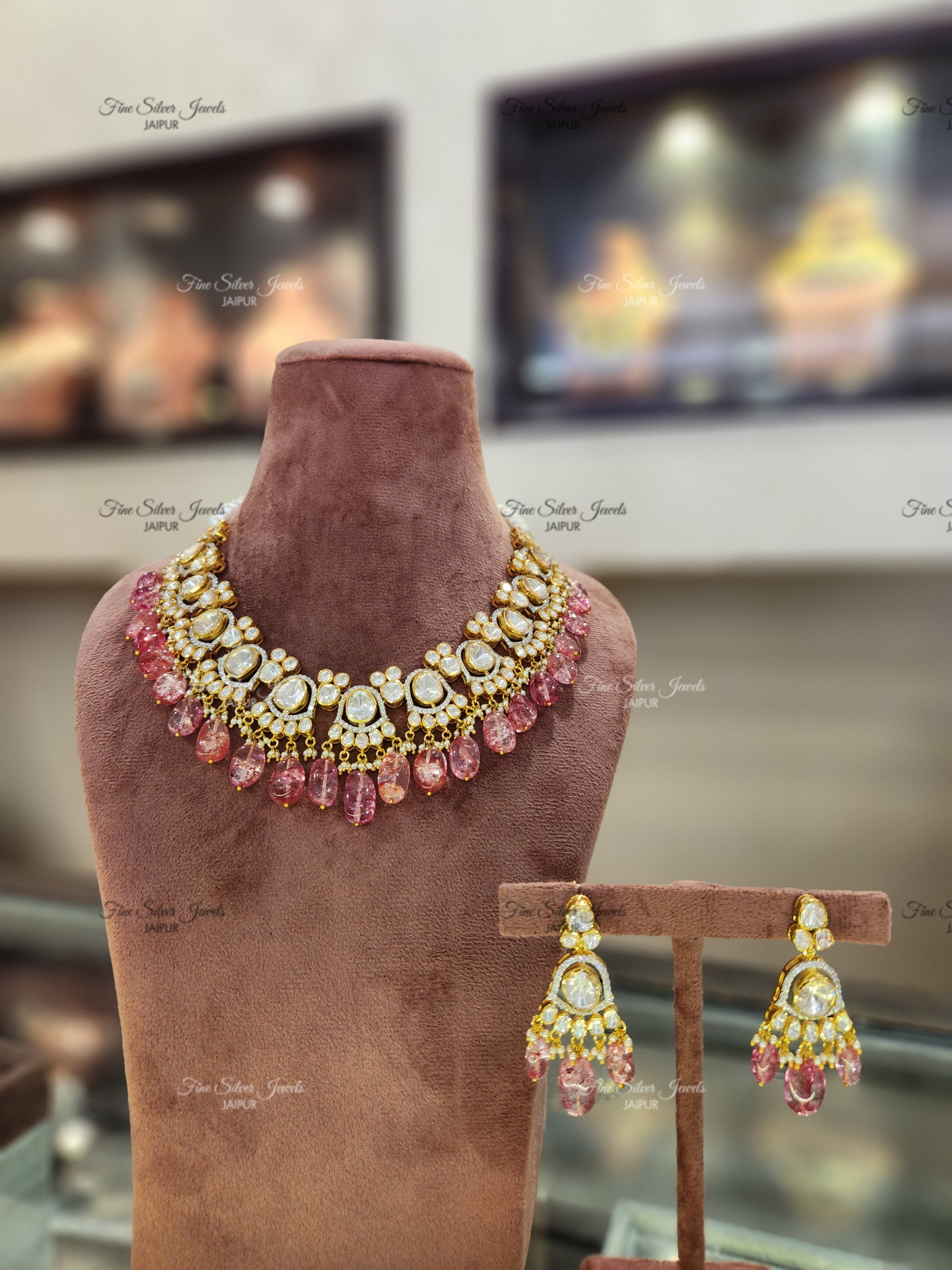 925 Silver Rivaah Polki Necklace Set