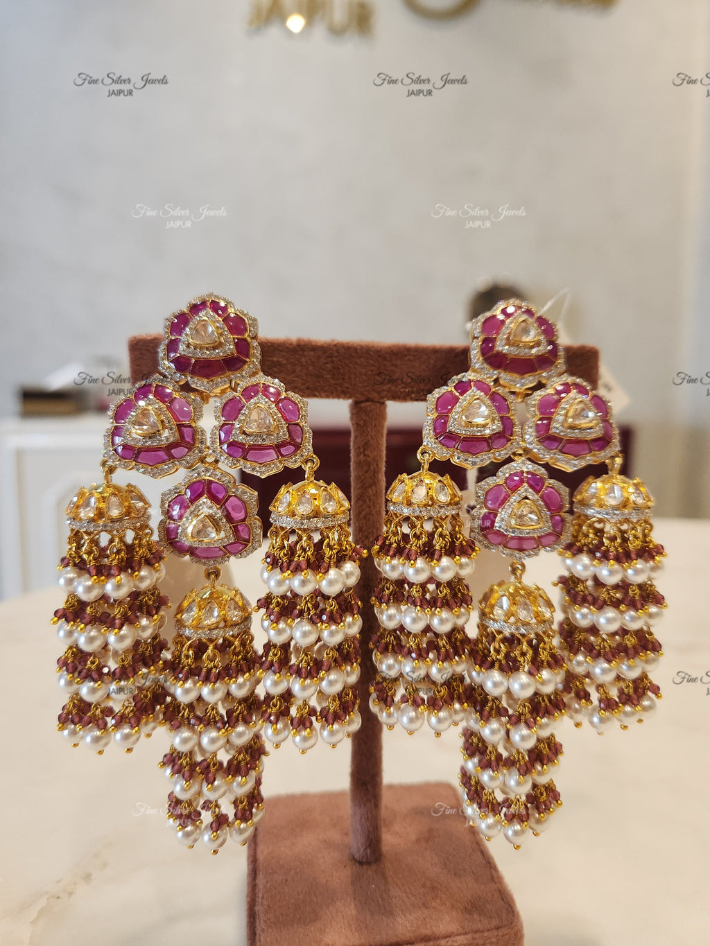 925 Silver Alamzeb Polki Earrings