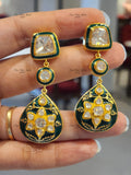 925 Silver Meenakari Polki Earrings