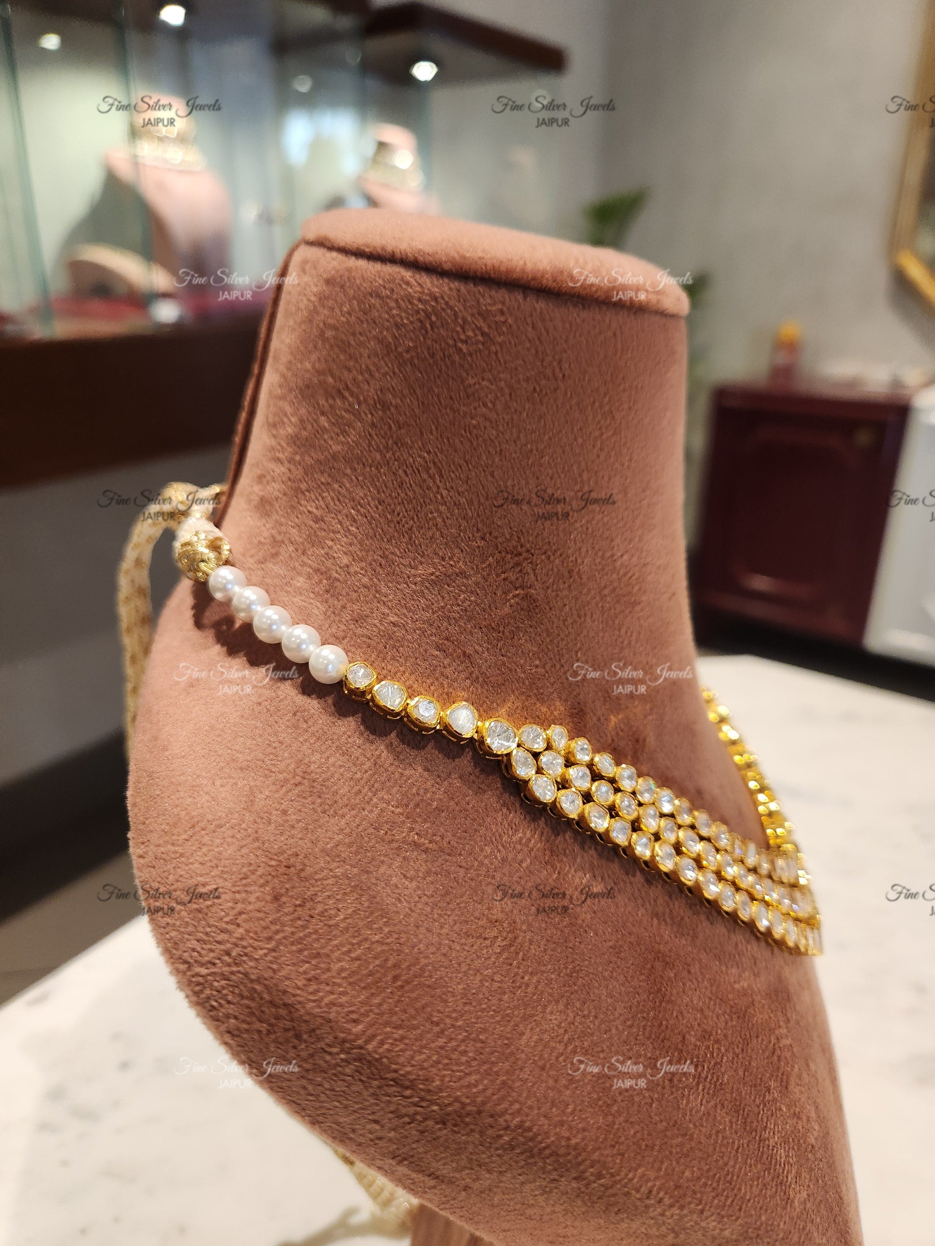 925 Silver Charm Polki Necklace