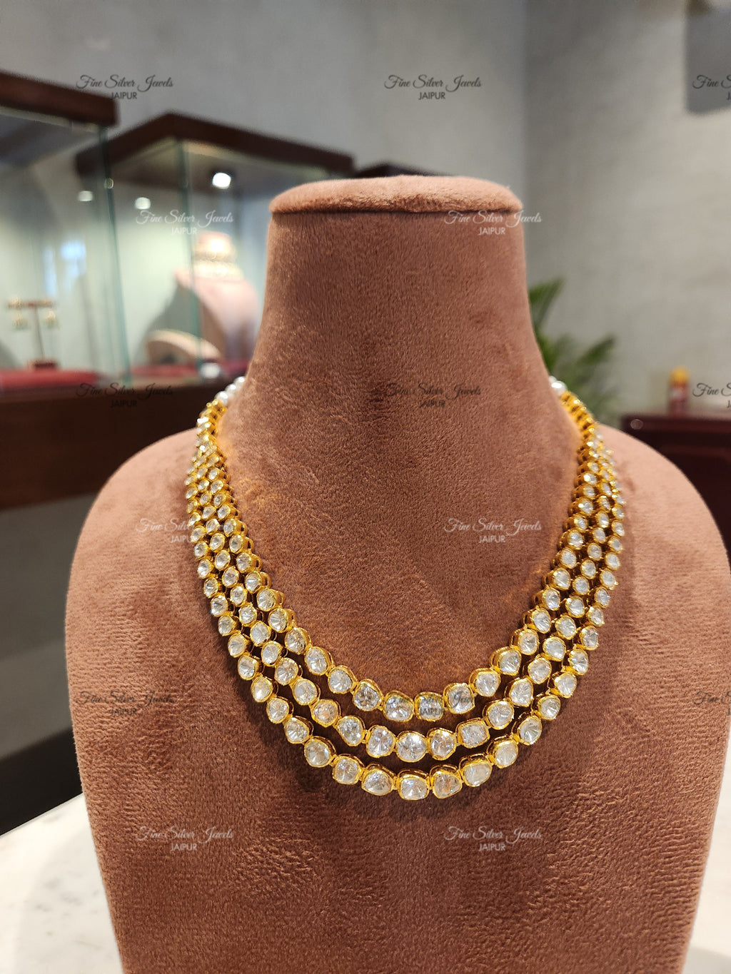 925 Silver Charm Polki Necklace