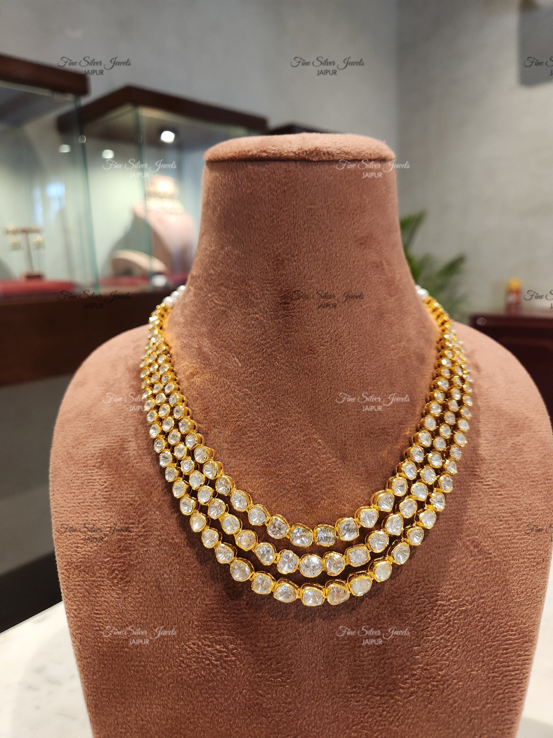 925 Silver Charm Polki Necklace