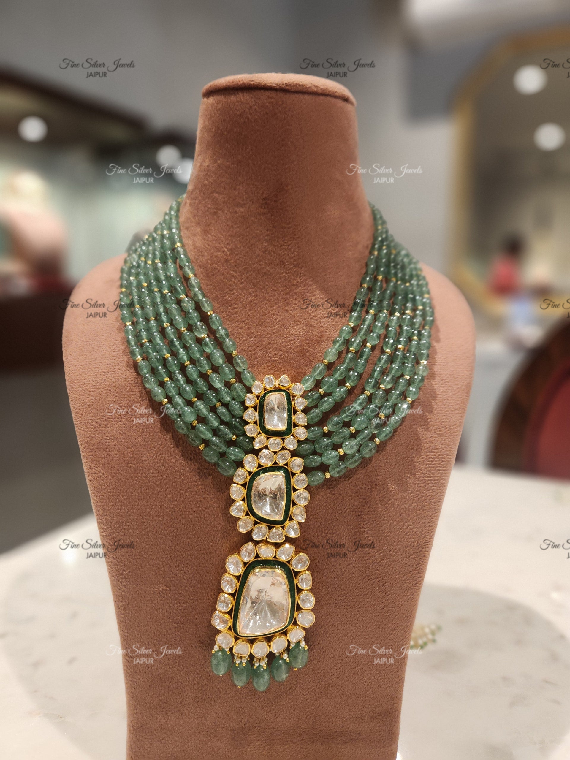 925 Silver Pia Polki Necklace Set