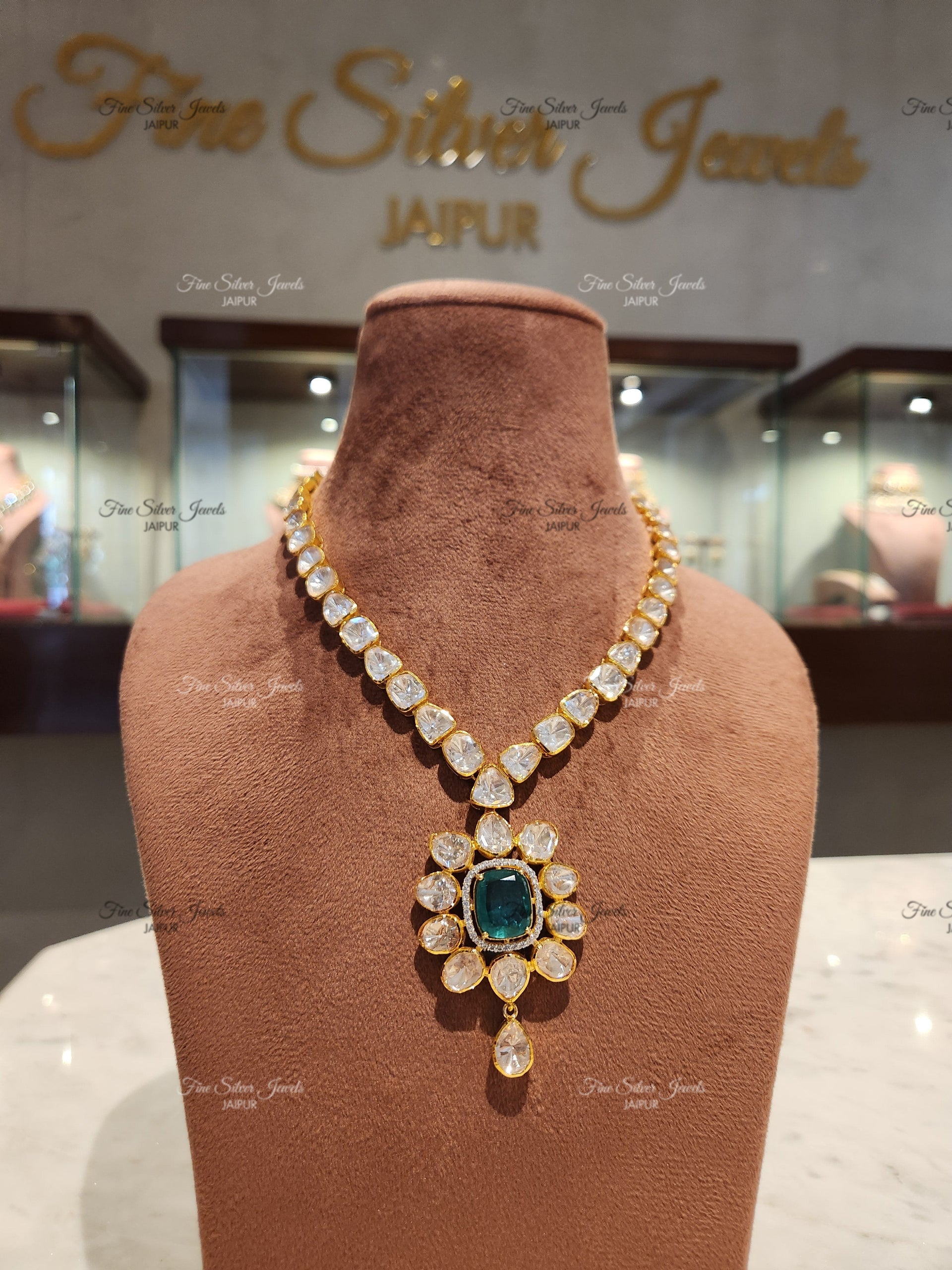 92.5 Silver Rooh Polki Necklace