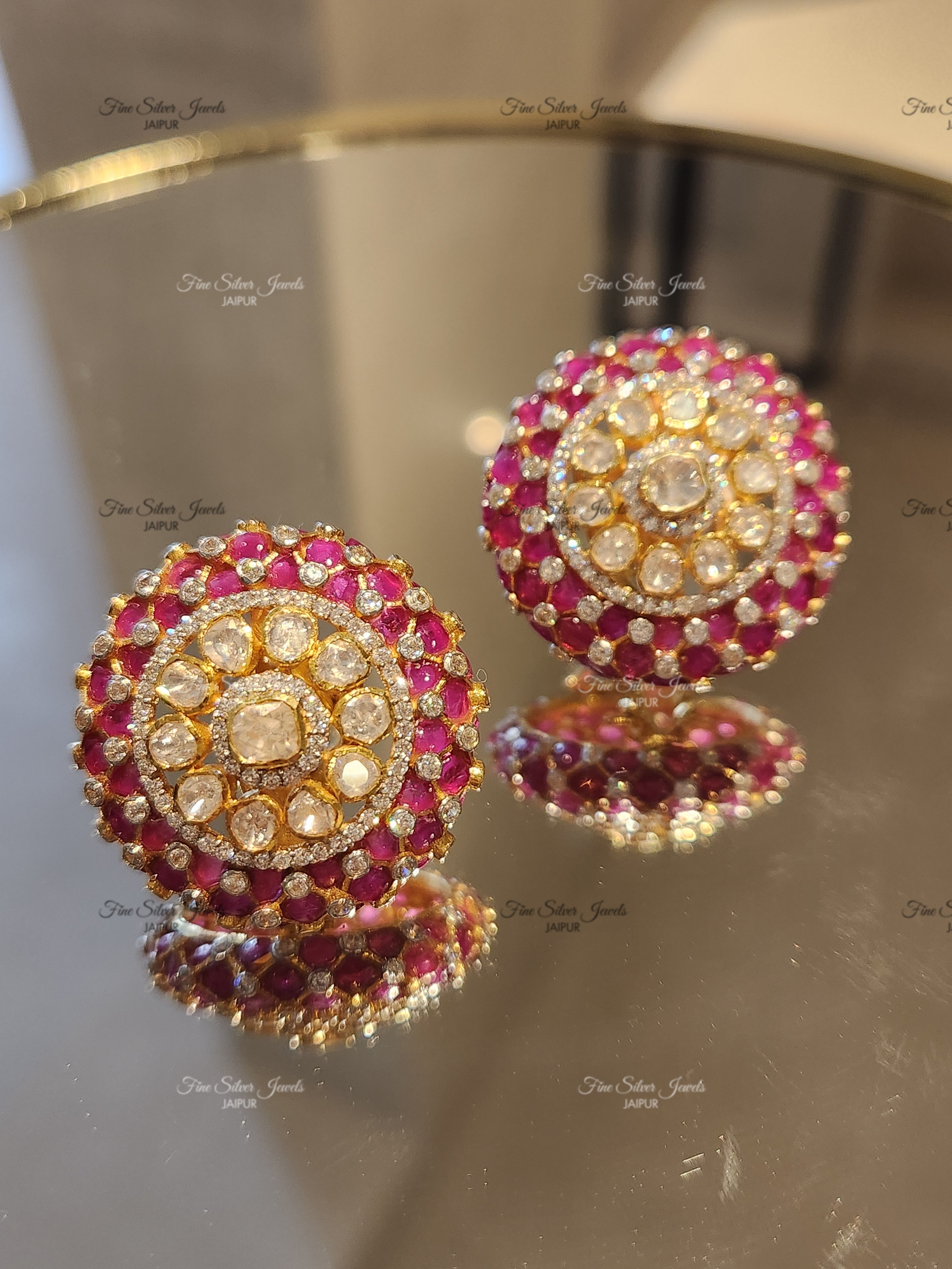 925 silver jodha polki earrings