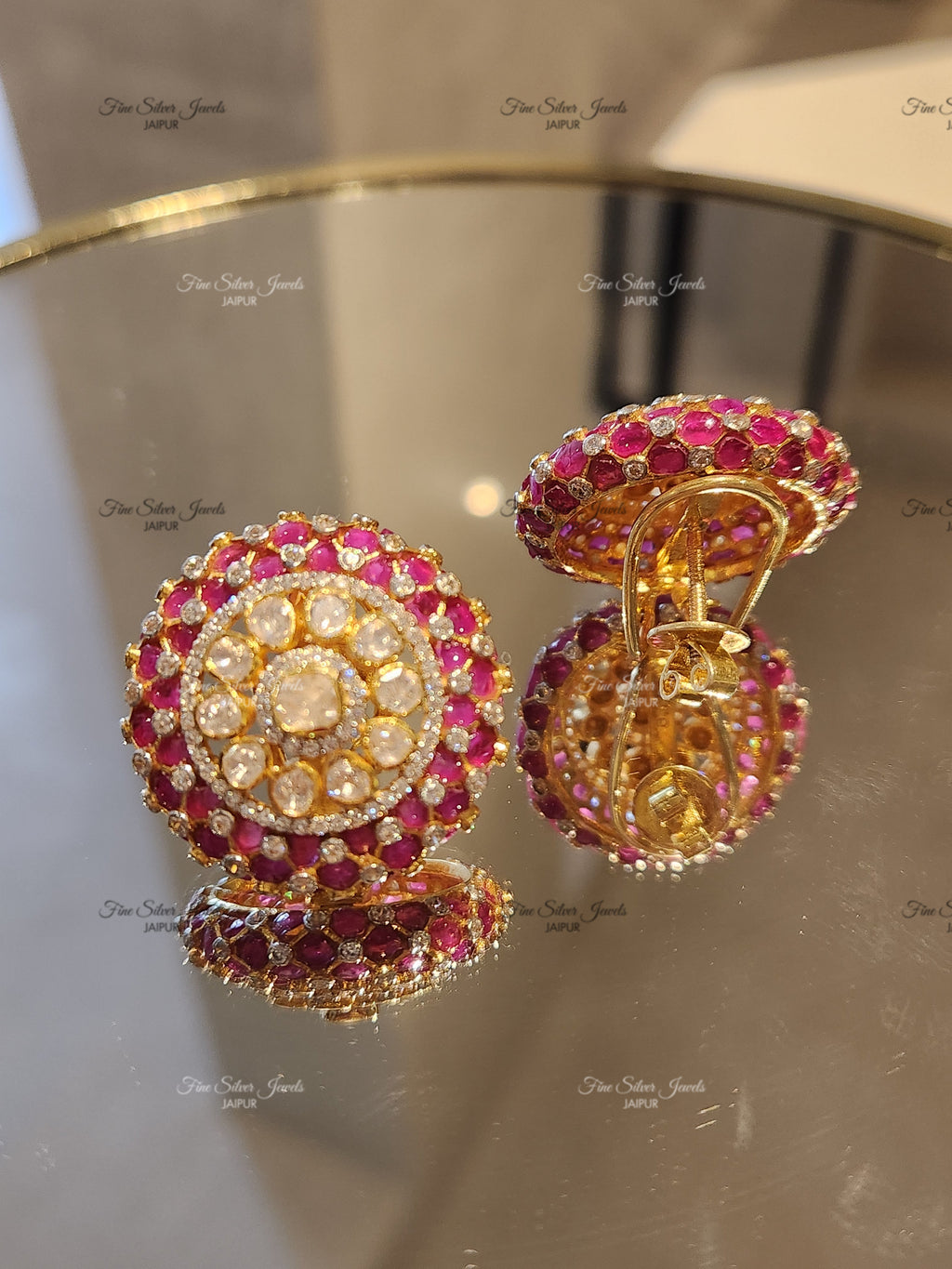 925 silver jodha polki earrings