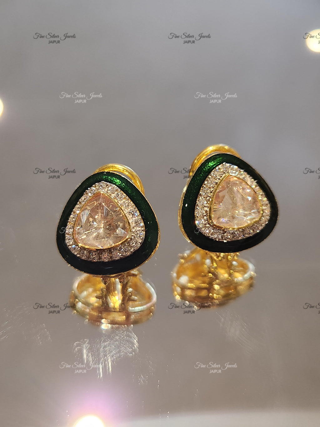 925 silver green pop earrings