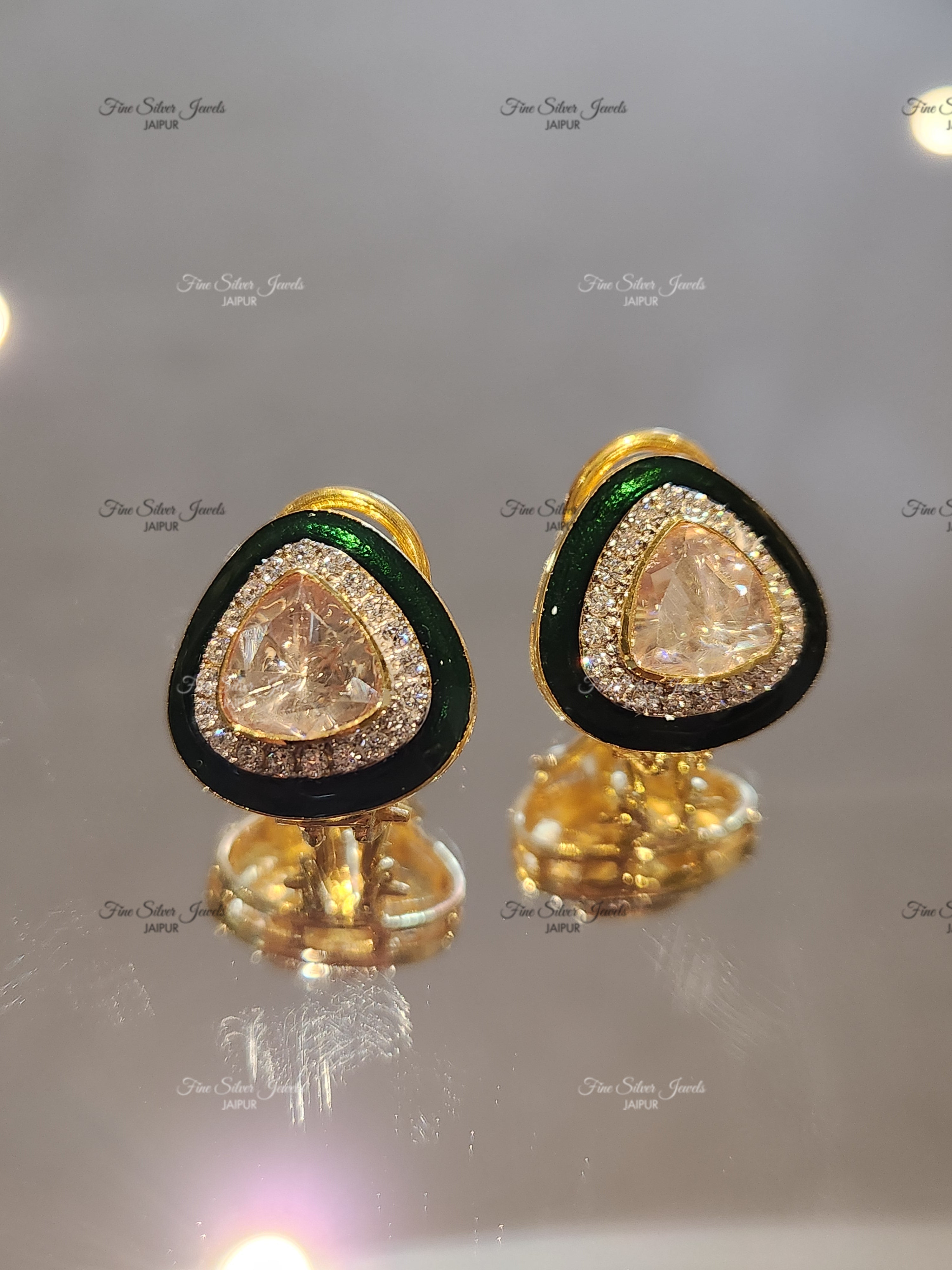 925 silver green pop earrings