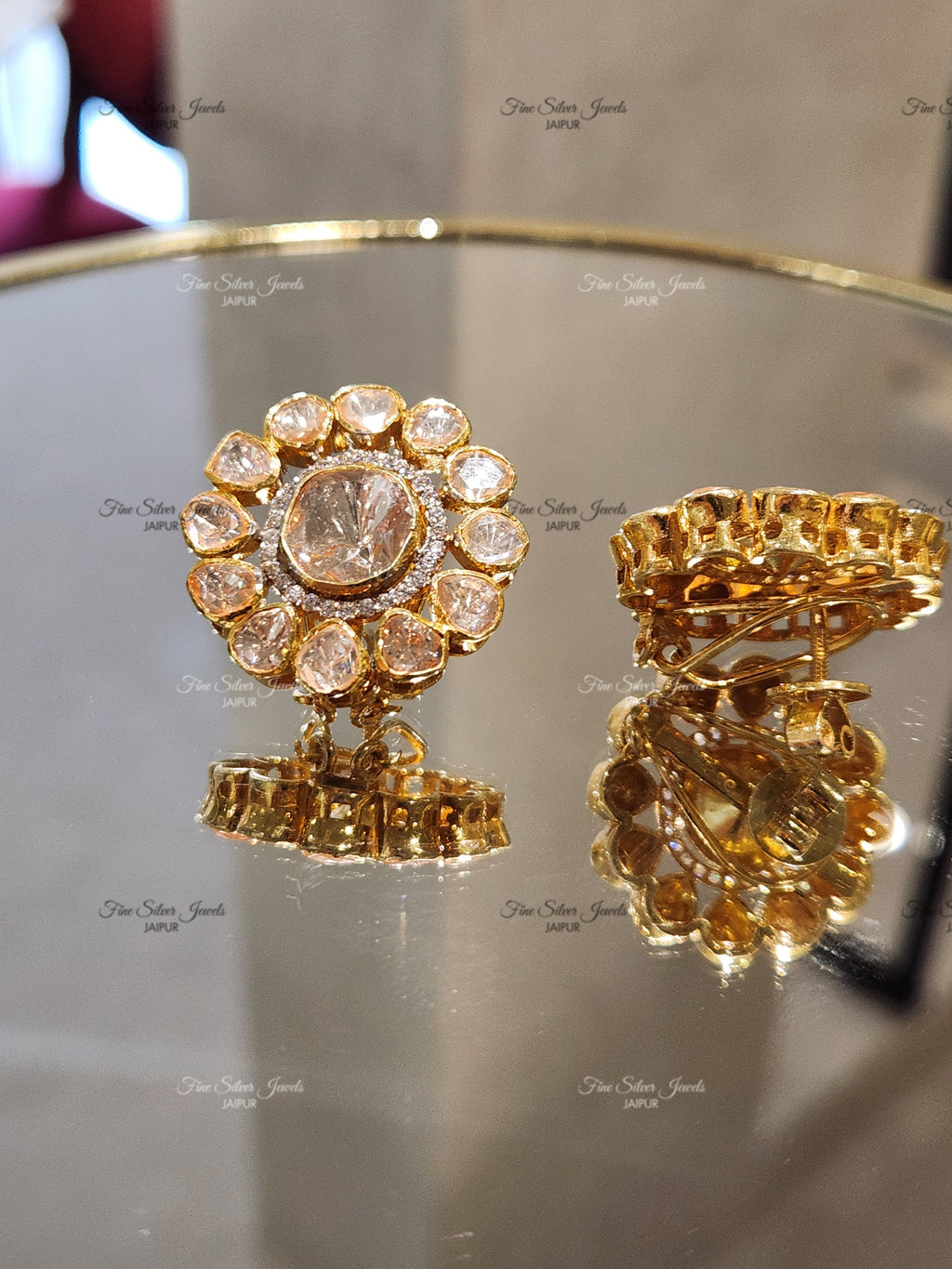 925 Silver Maharani Polki Earrings