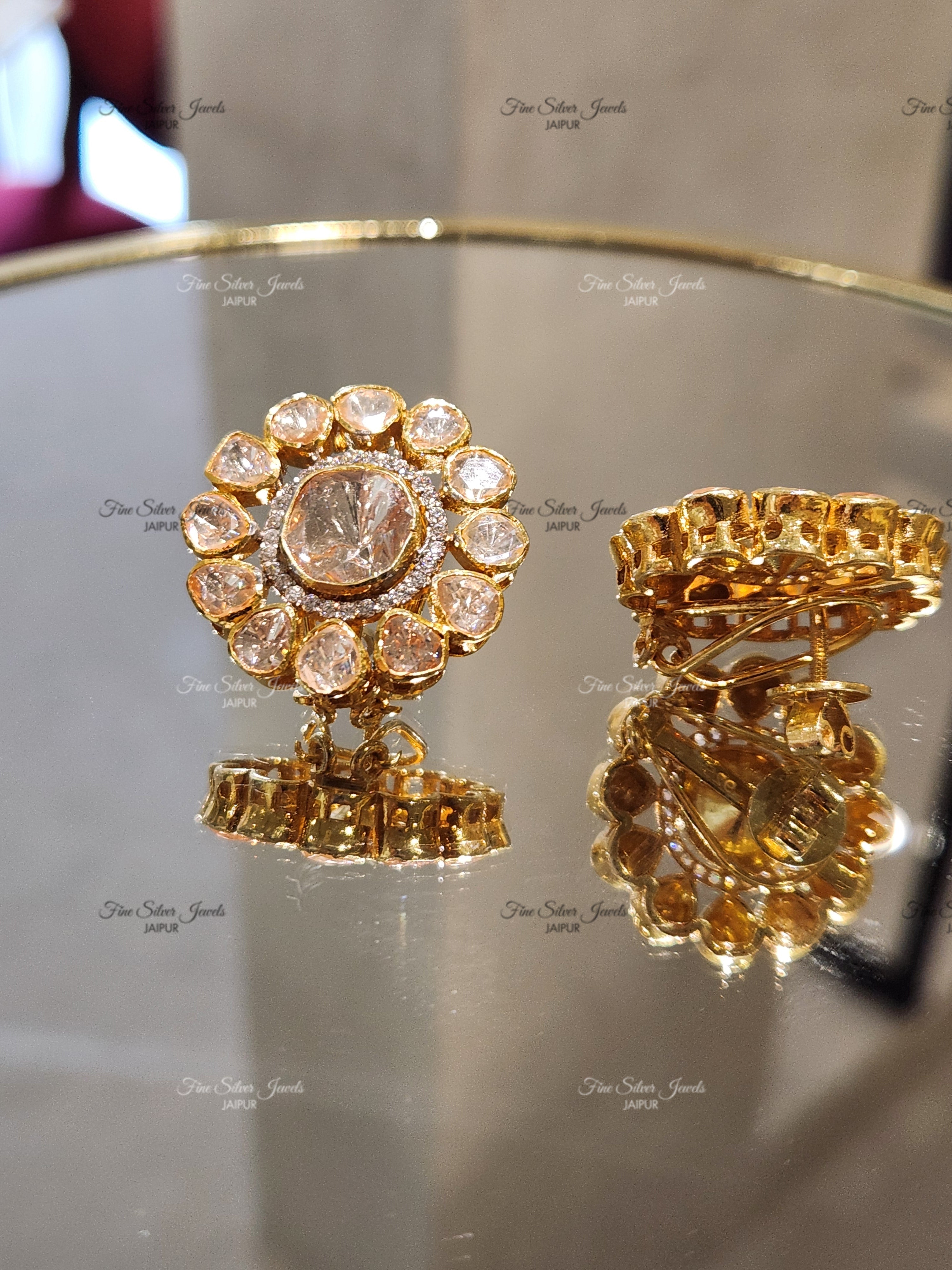 925 Silver Maharani Polki Earrings