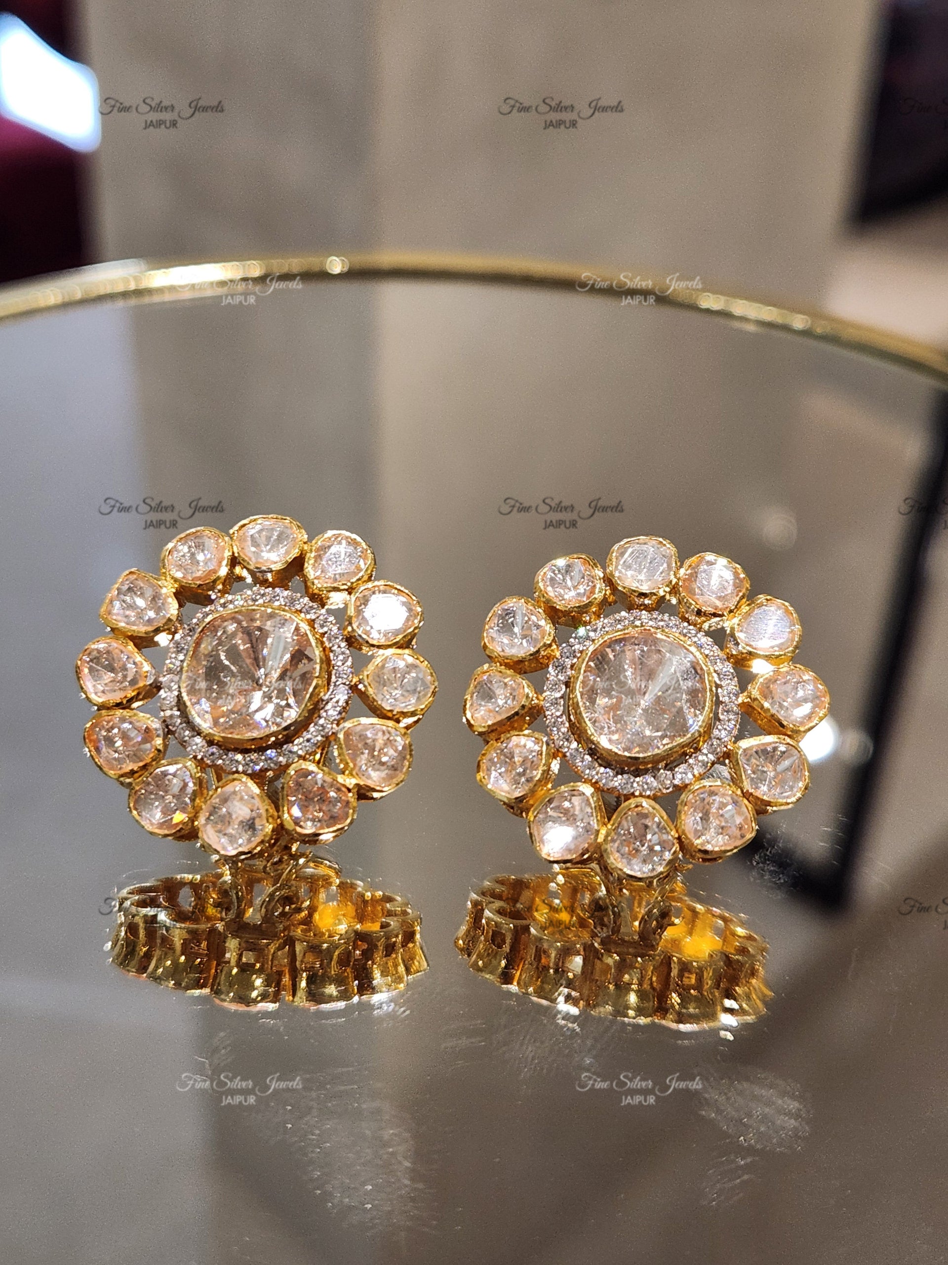 925 Silver Maharani Polki Earrings