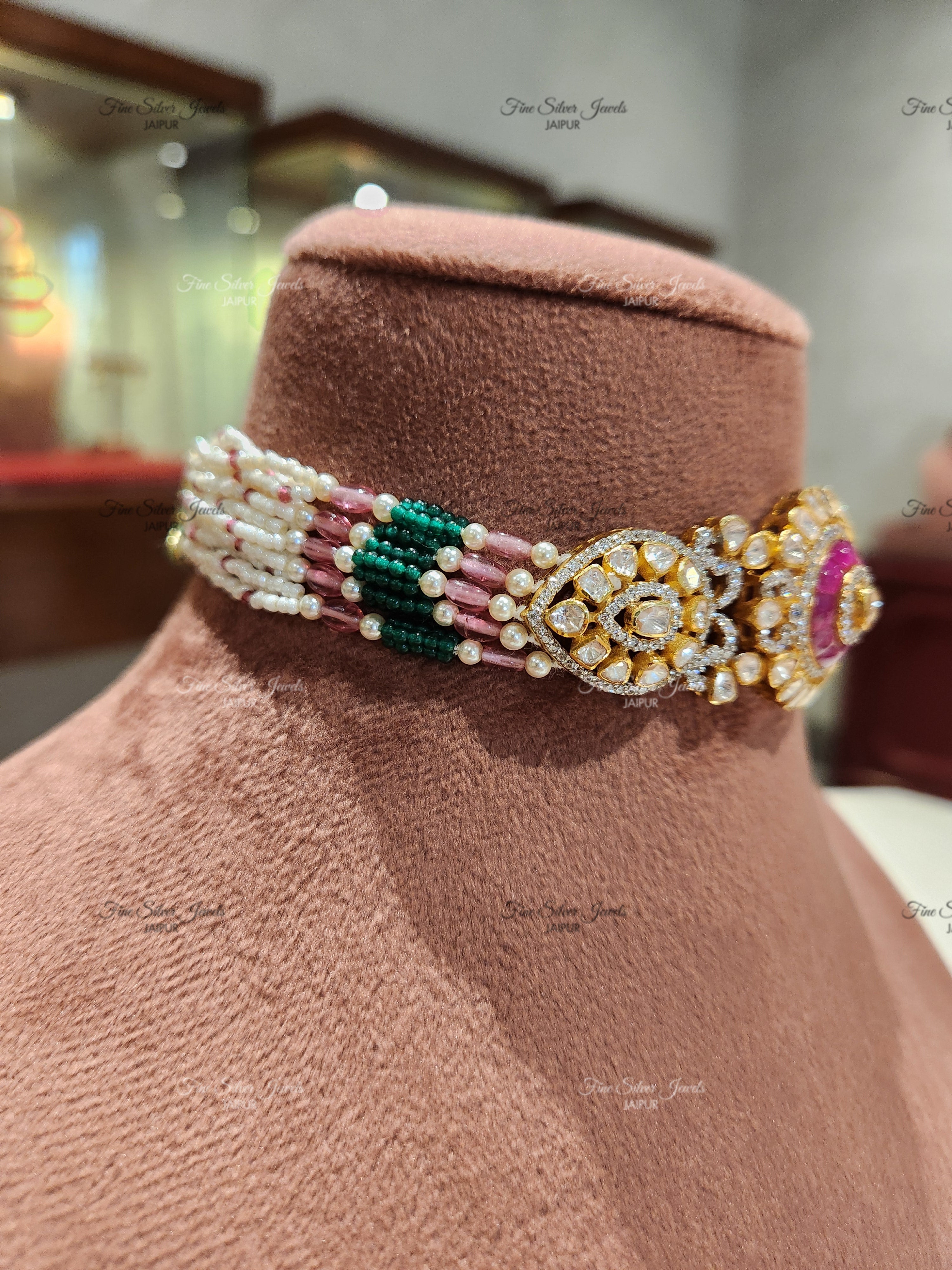 925 Silver Ruby Royale Choker Set