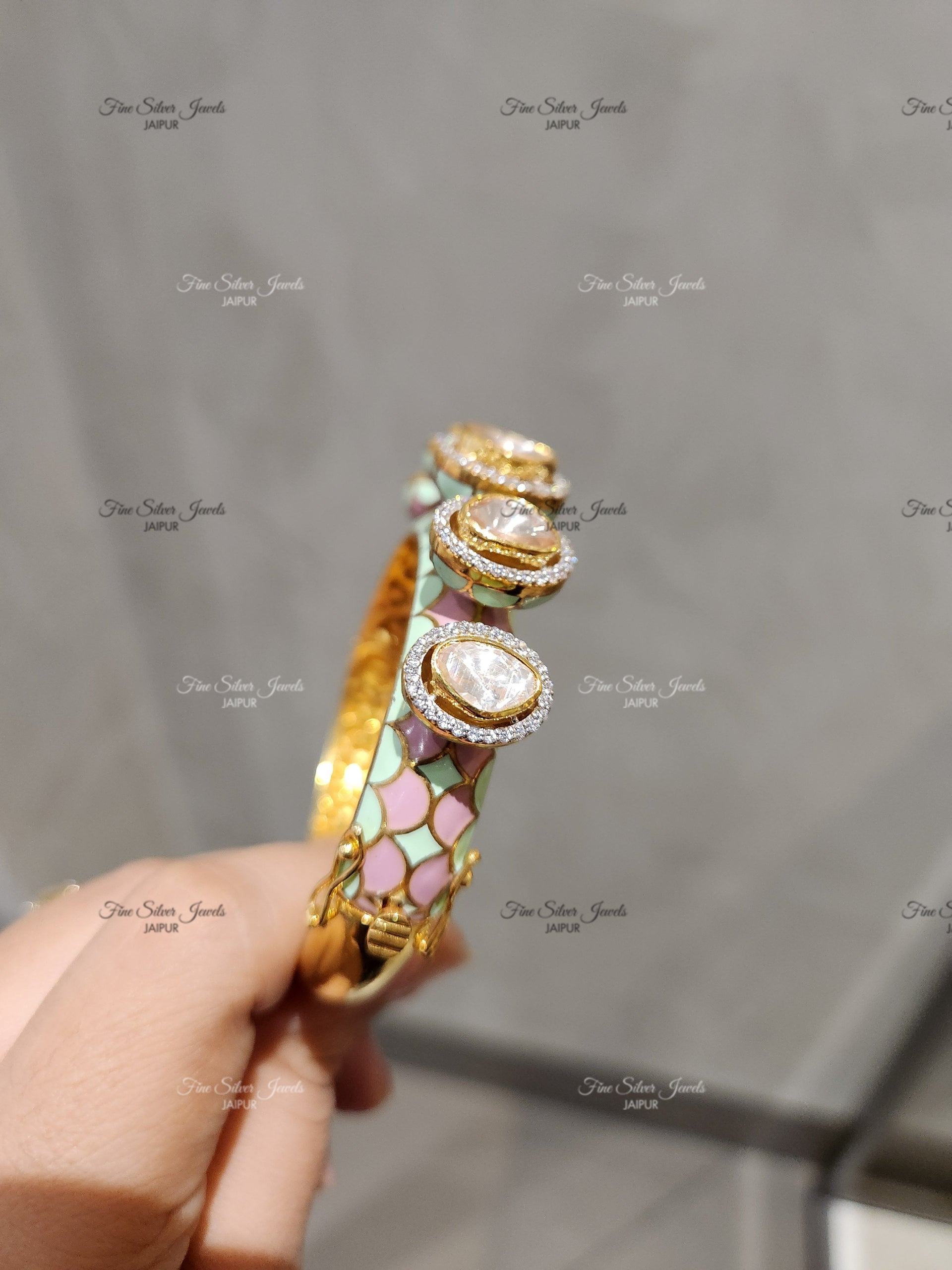 925 Silver Meenakari Bracelet