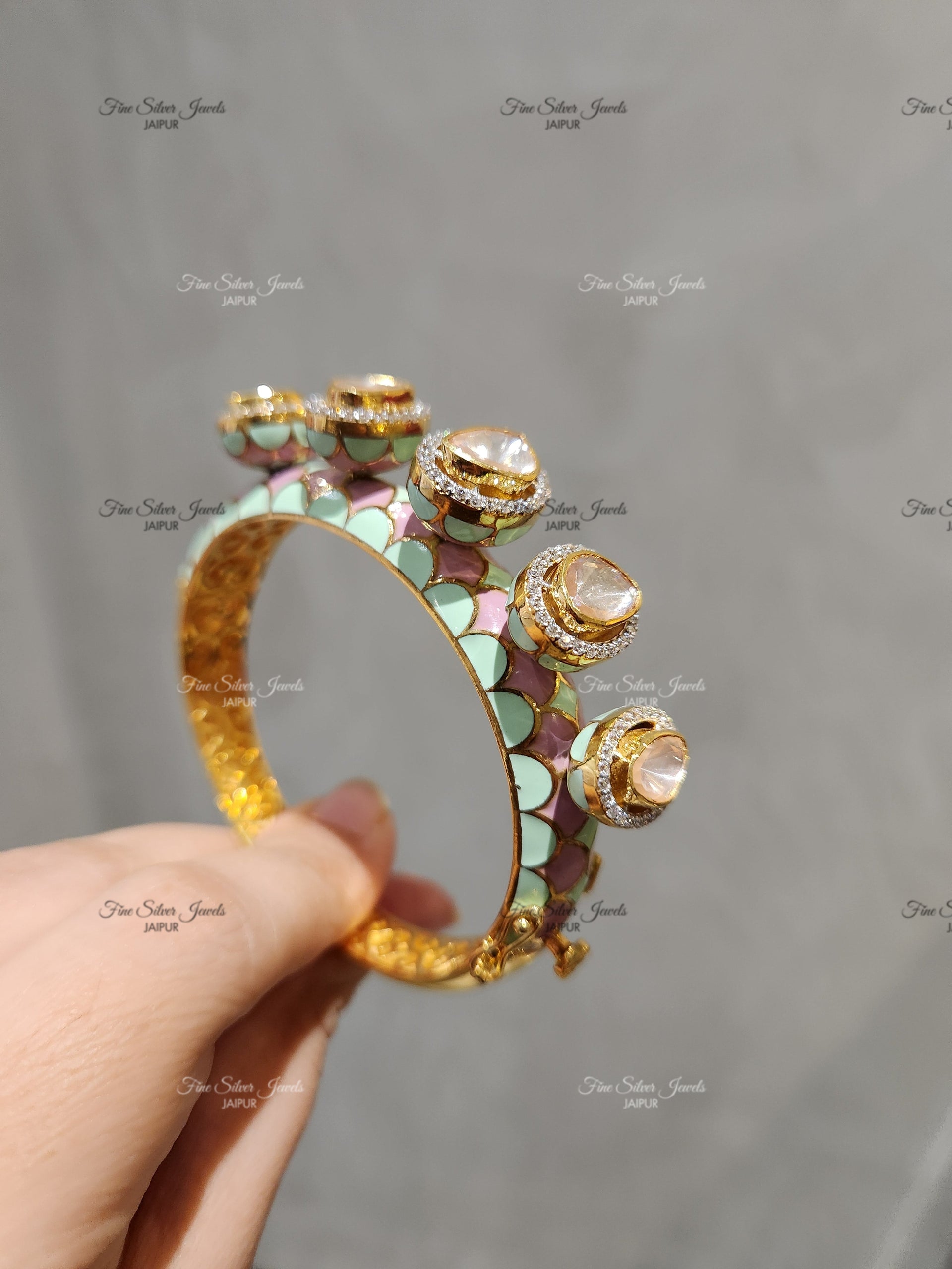 925 Silver Meenakari Bracelet