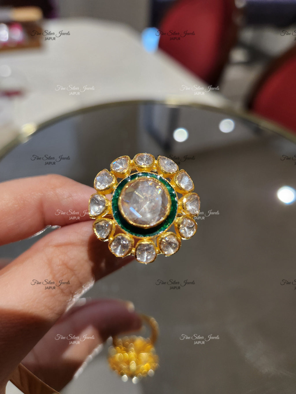 925 Silver Vivah Polki Ring