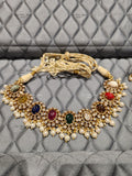 925 Silver Multi Gem Navratan Necklace set