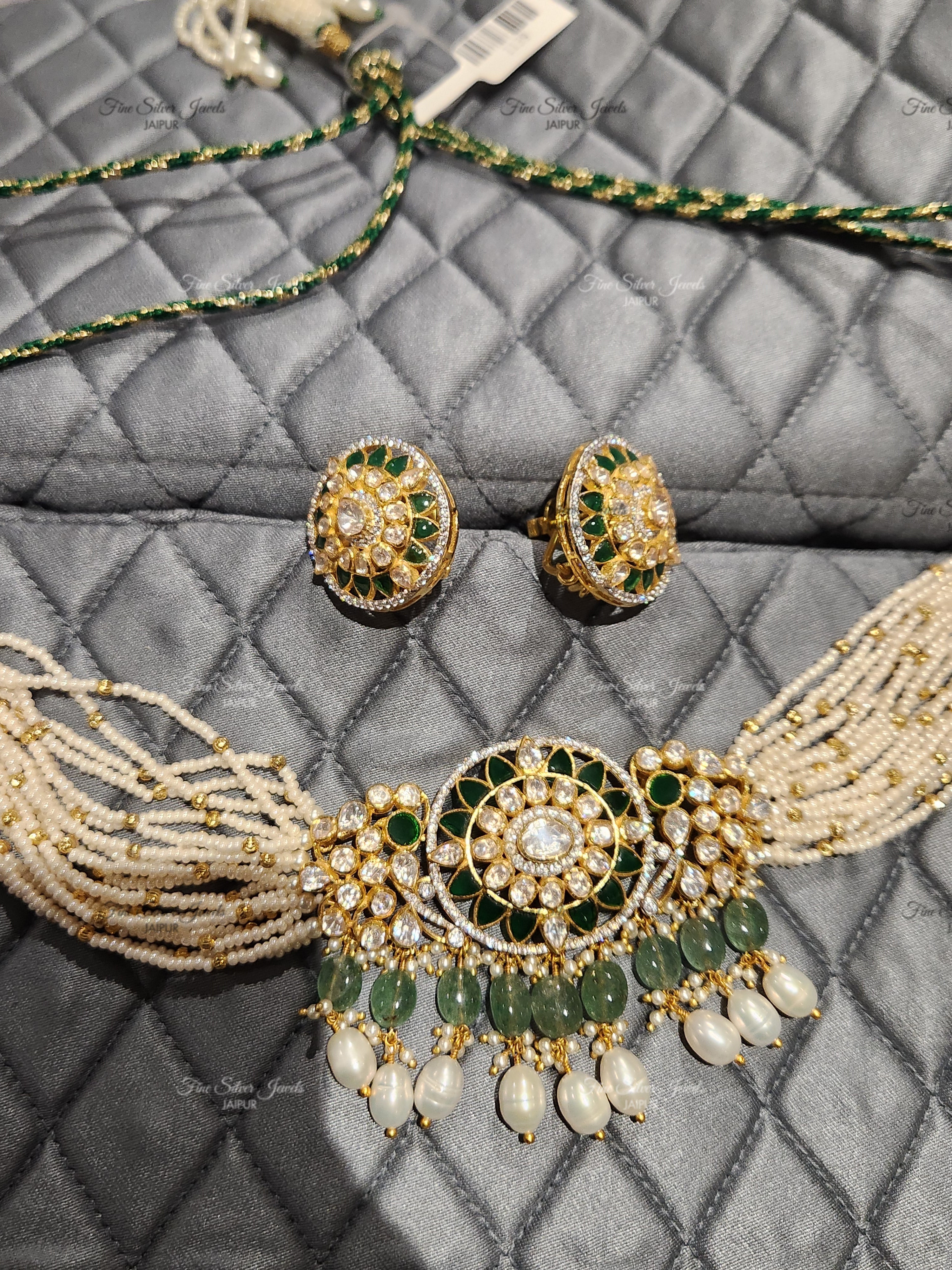 925 silver Raas polki choker Set