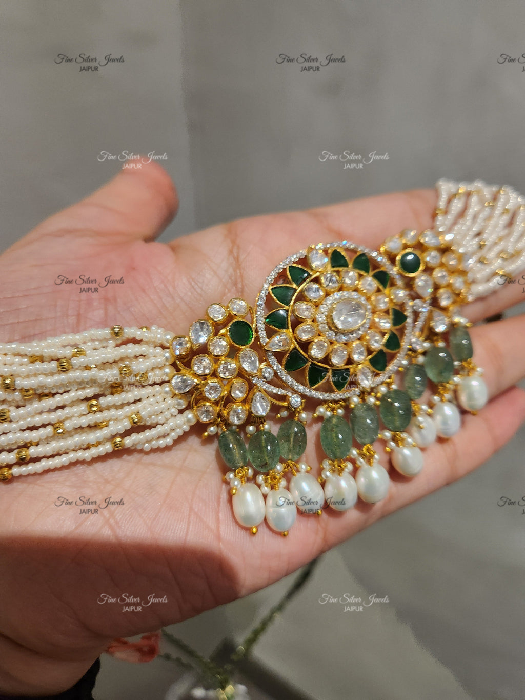 925 silver Raas polki choker Set