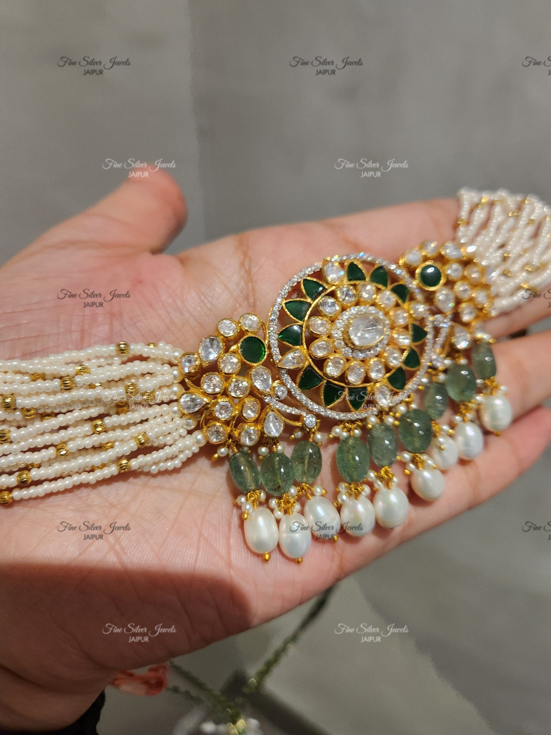 925 silver Raas polki choker Set