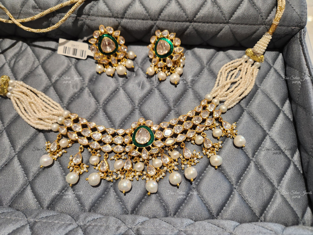 925 Silver Neev Polki Necklace Set