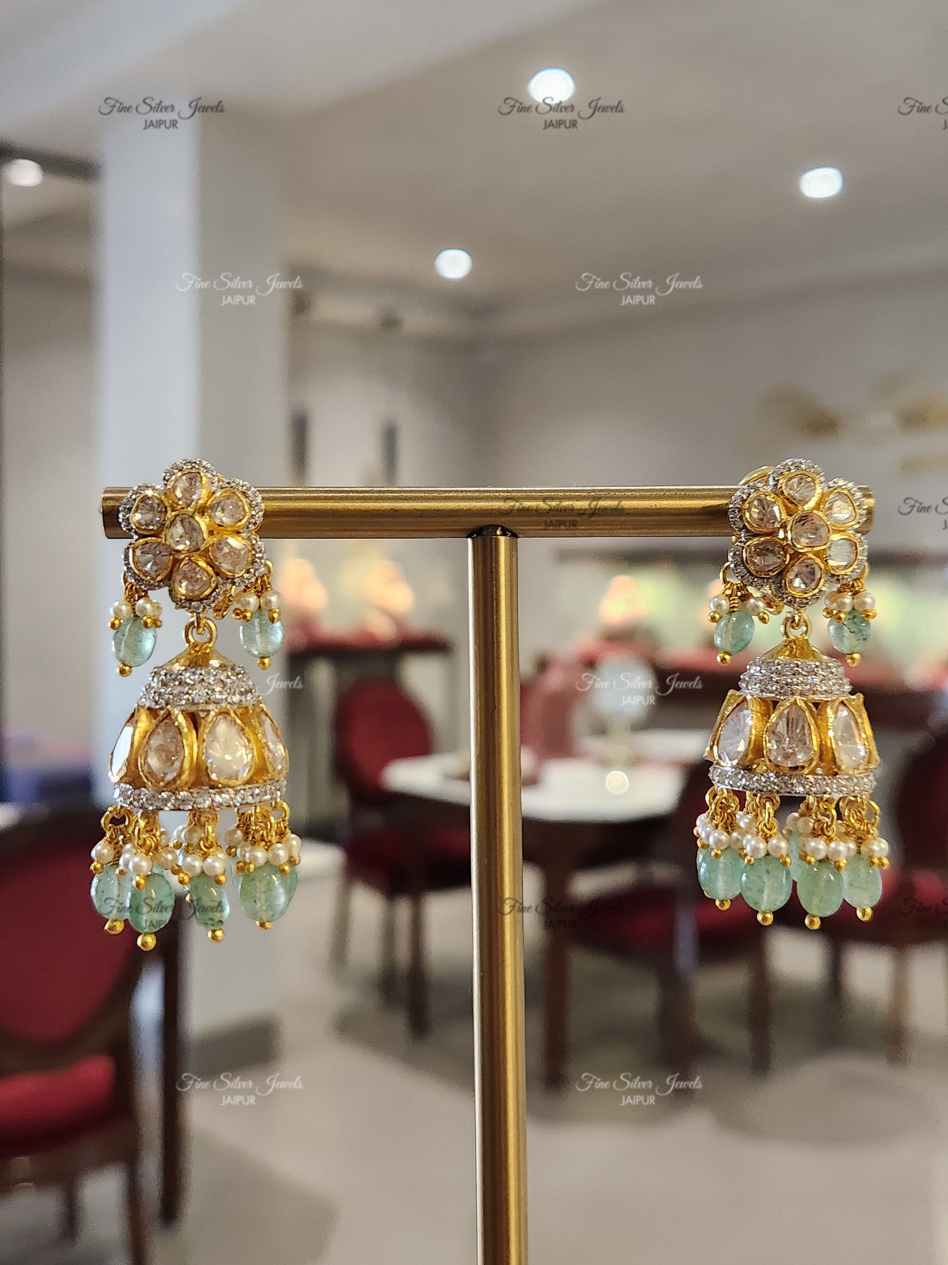 925 Silver Sitara Jhumka Earrings
