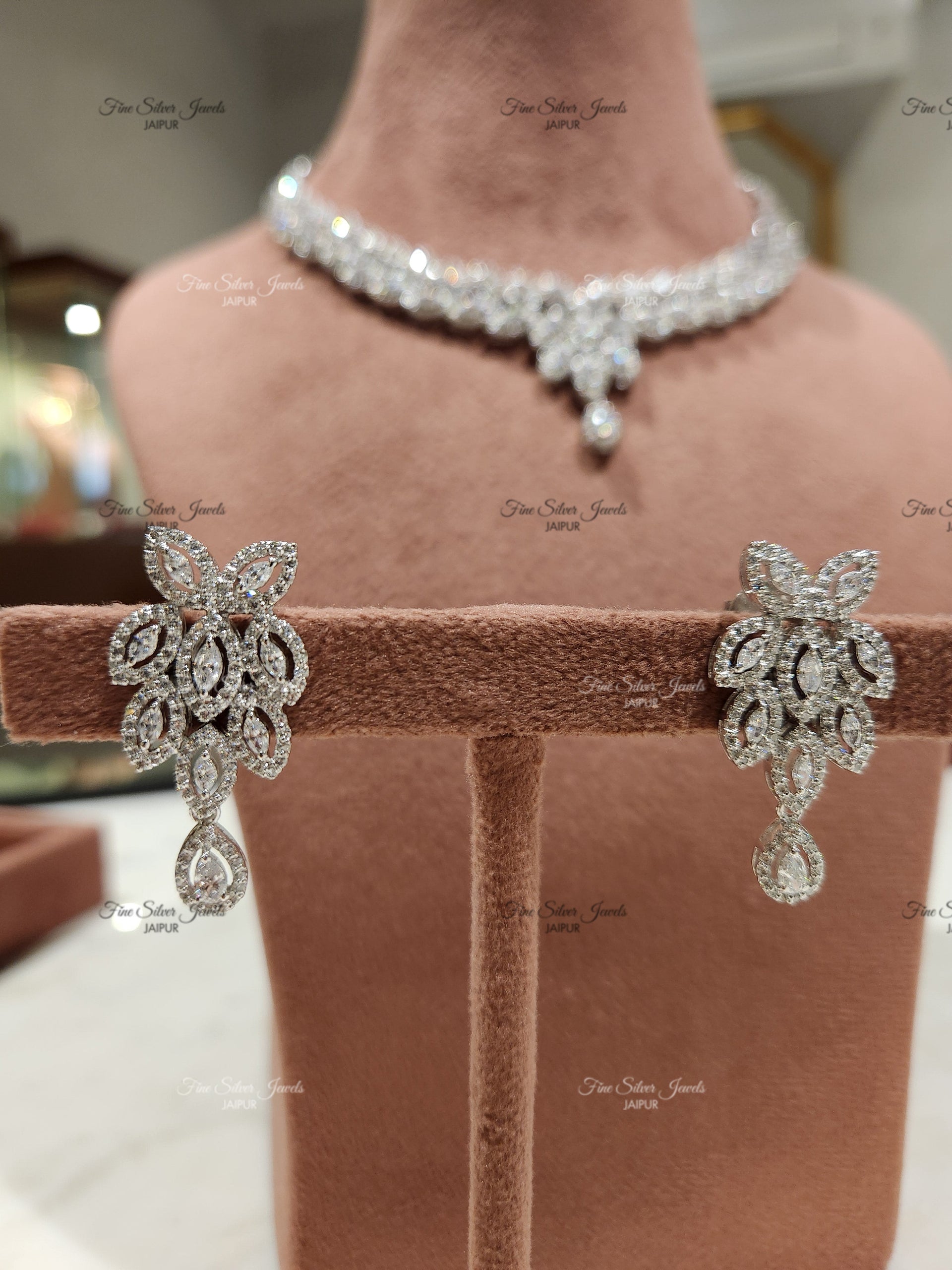ROSE GOLD FINISH CZ NECKLACE SET