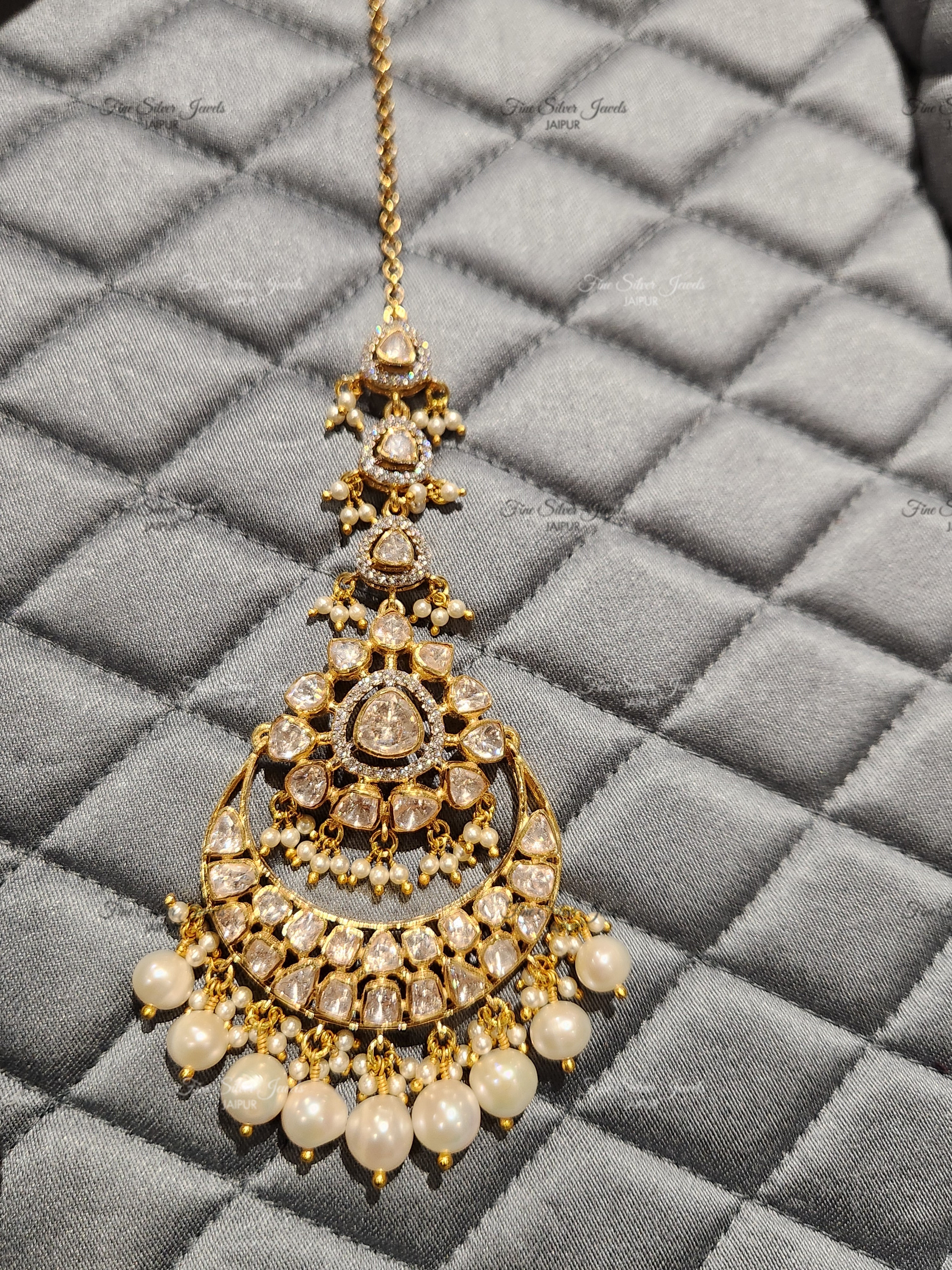 925 Silver Chandra Polki Mangtikka