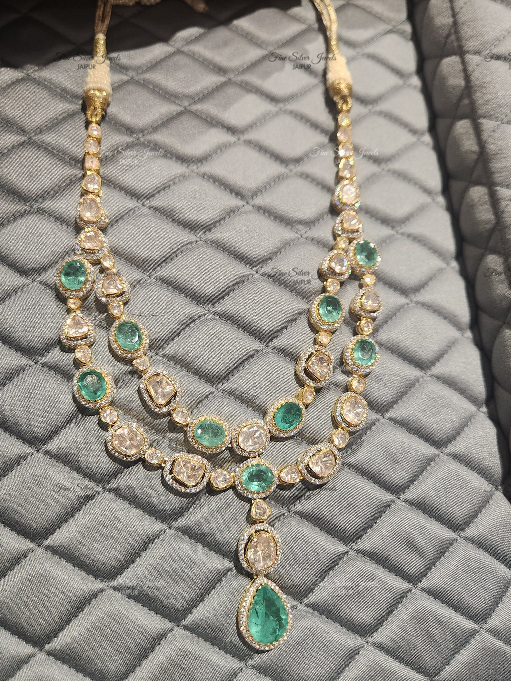 925 Silver Diana Polki Necklace Set