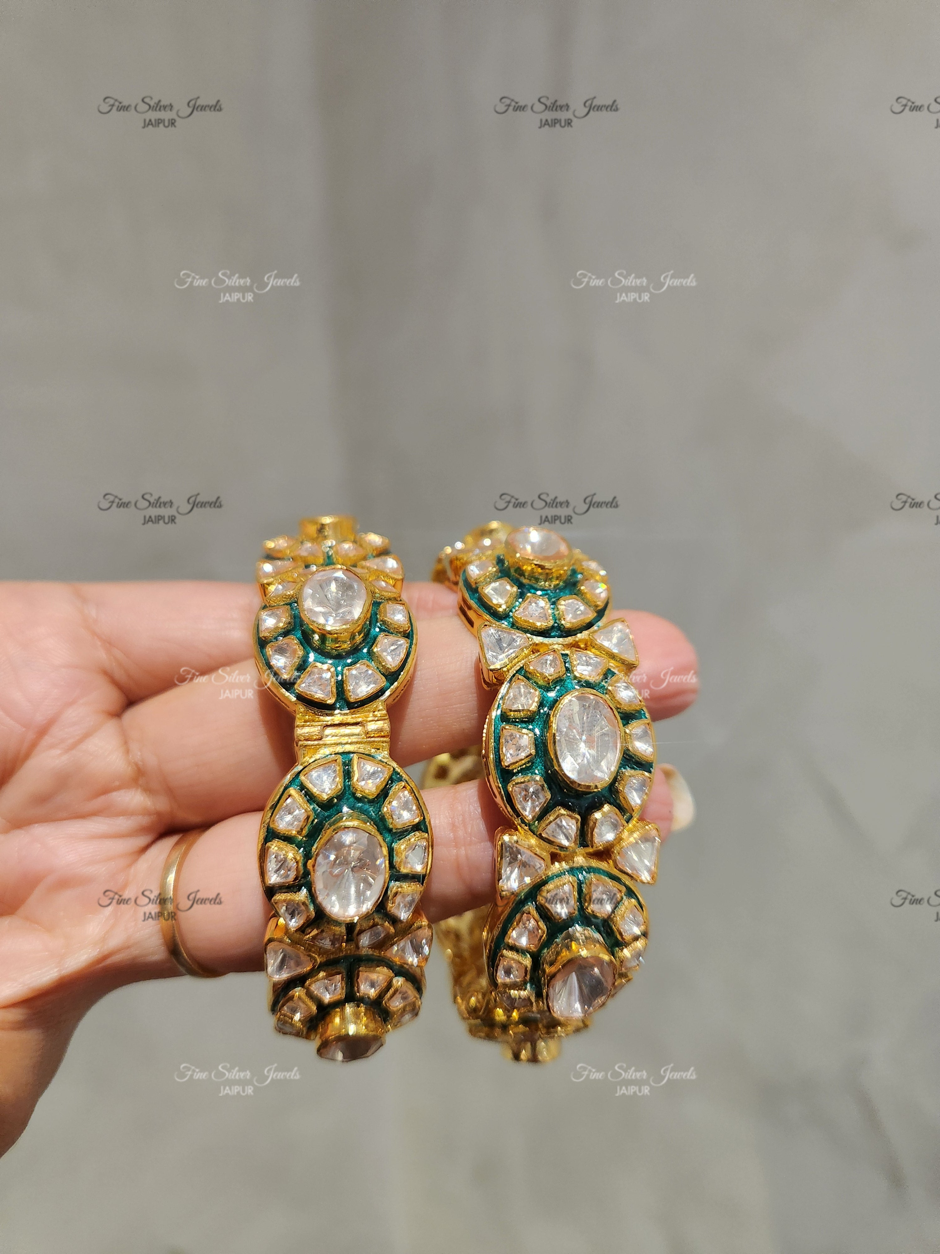 925 Silver Soma Polki Bangle