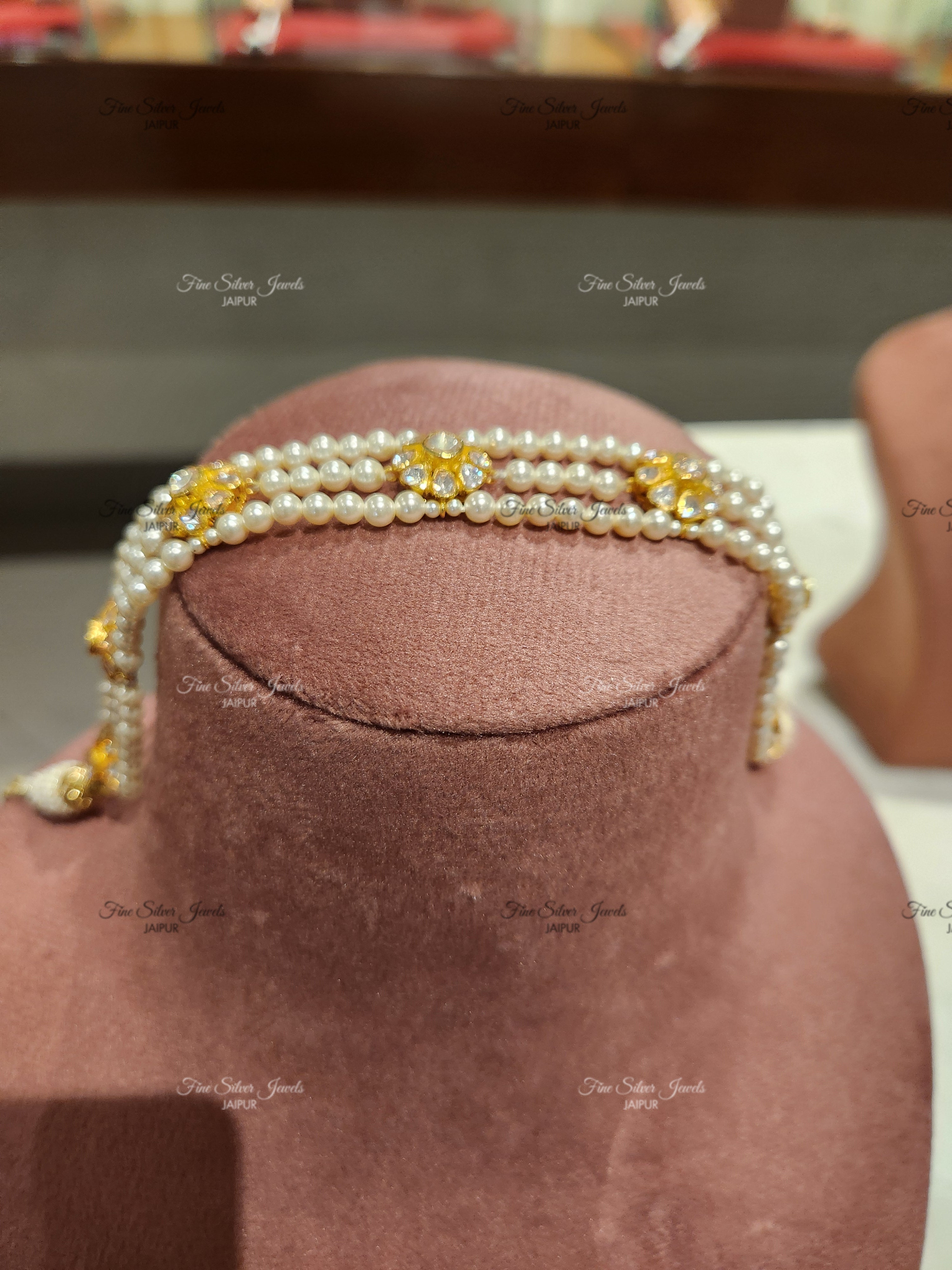 925 Silver Pearl Polki Mathapati