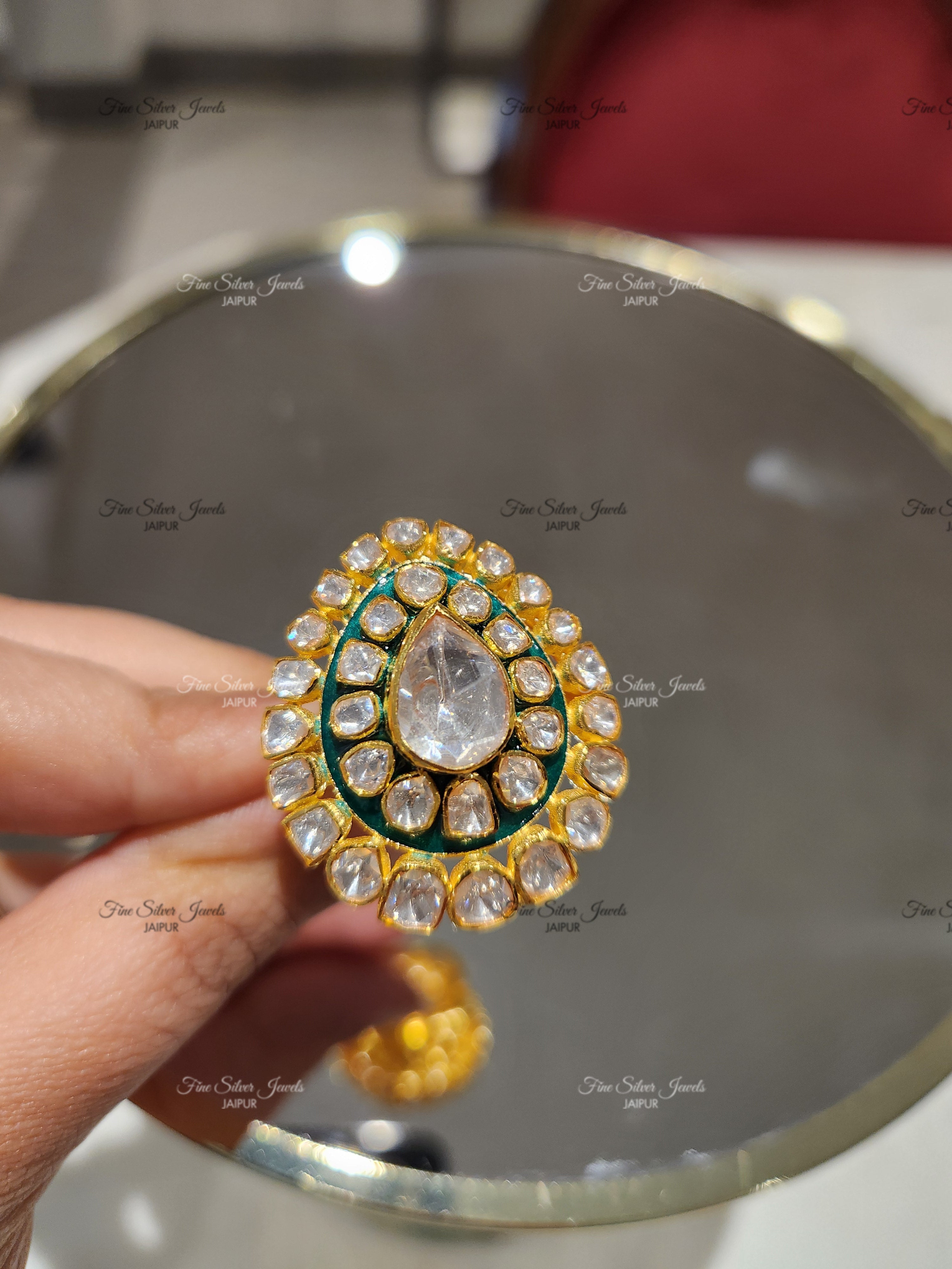 925 Silver Raha Bridal Polki Ring