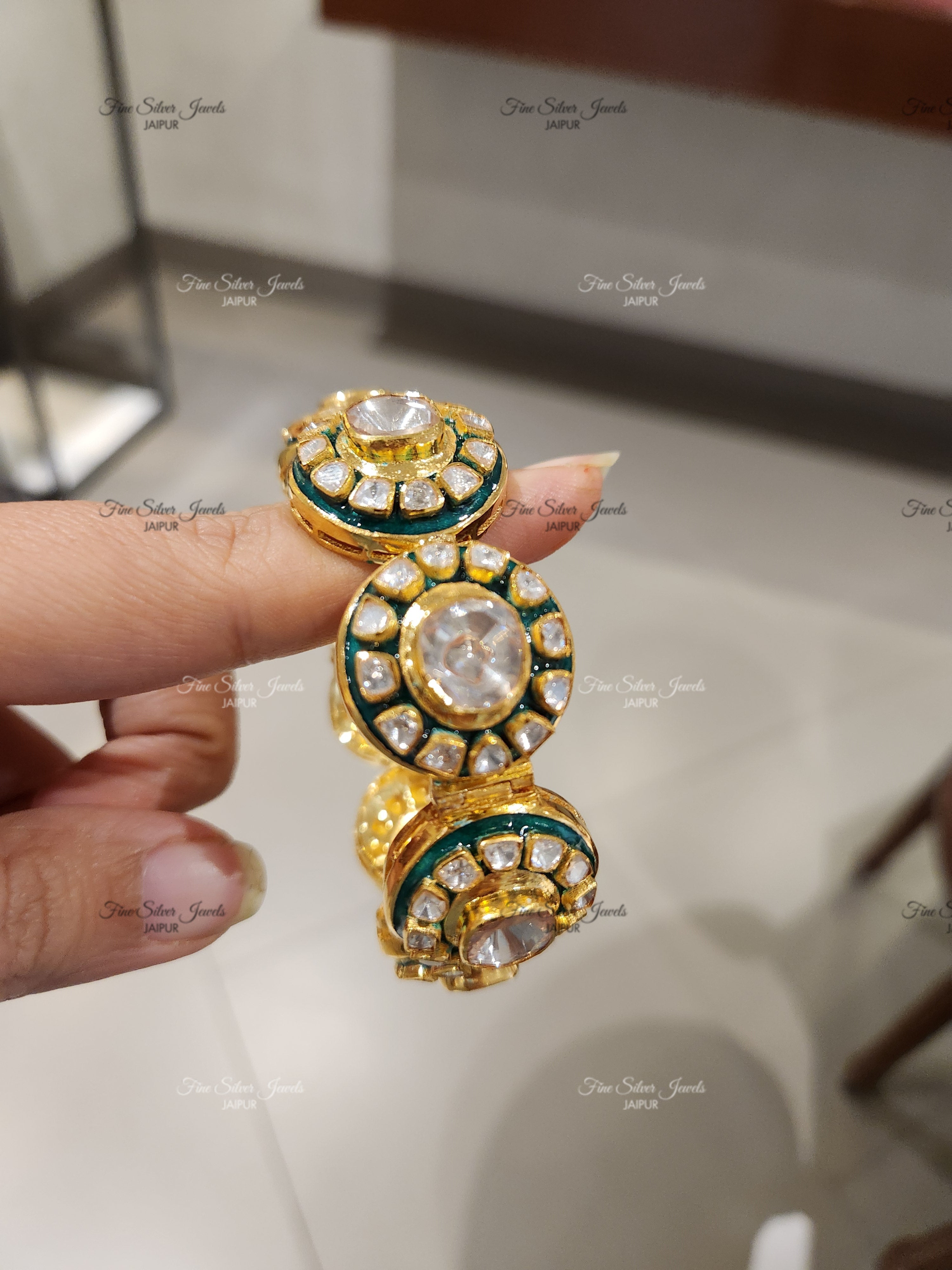 925 Silver Swara Polki Bangle