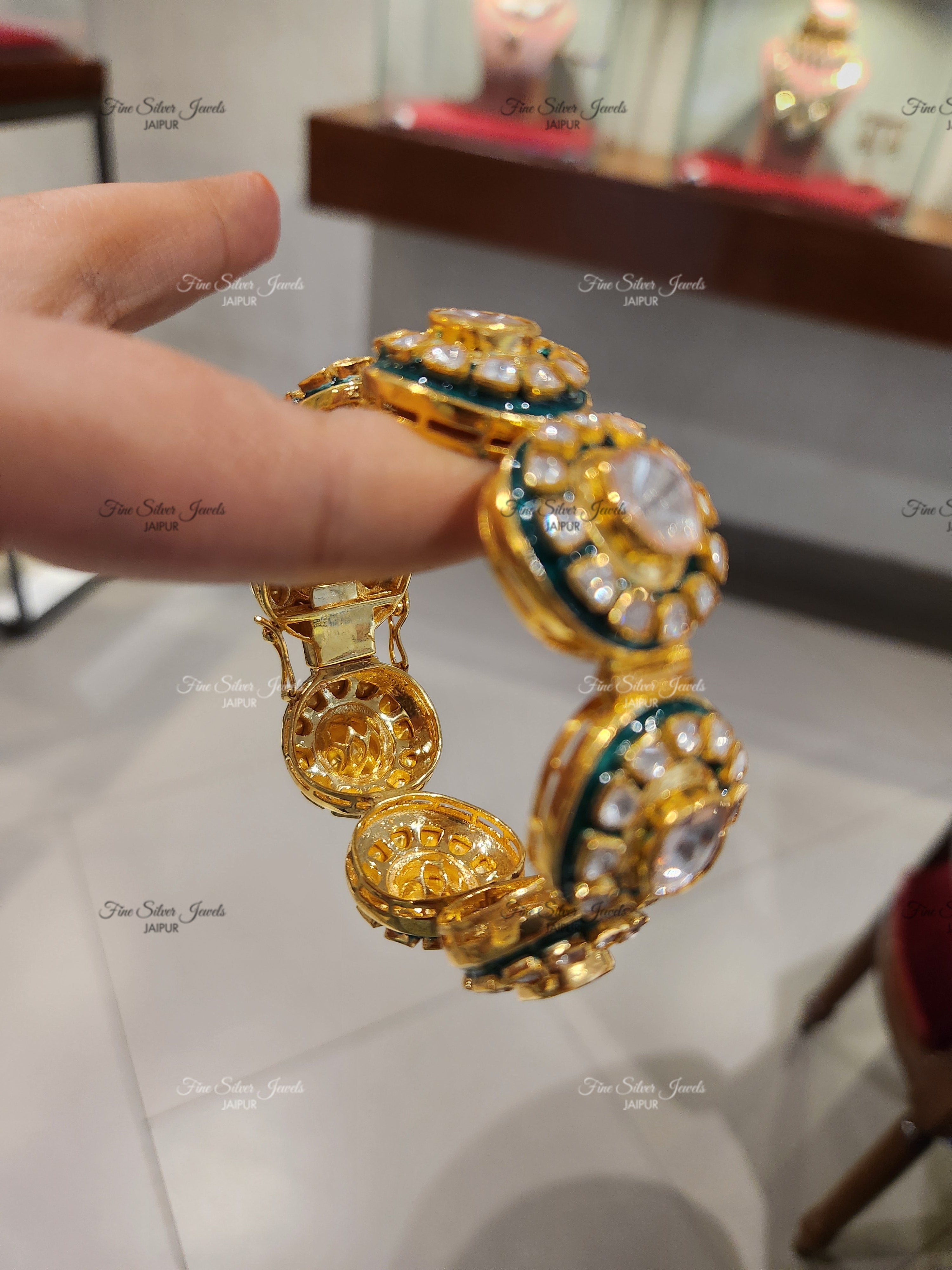 925 Silver Swara Polki Bangle