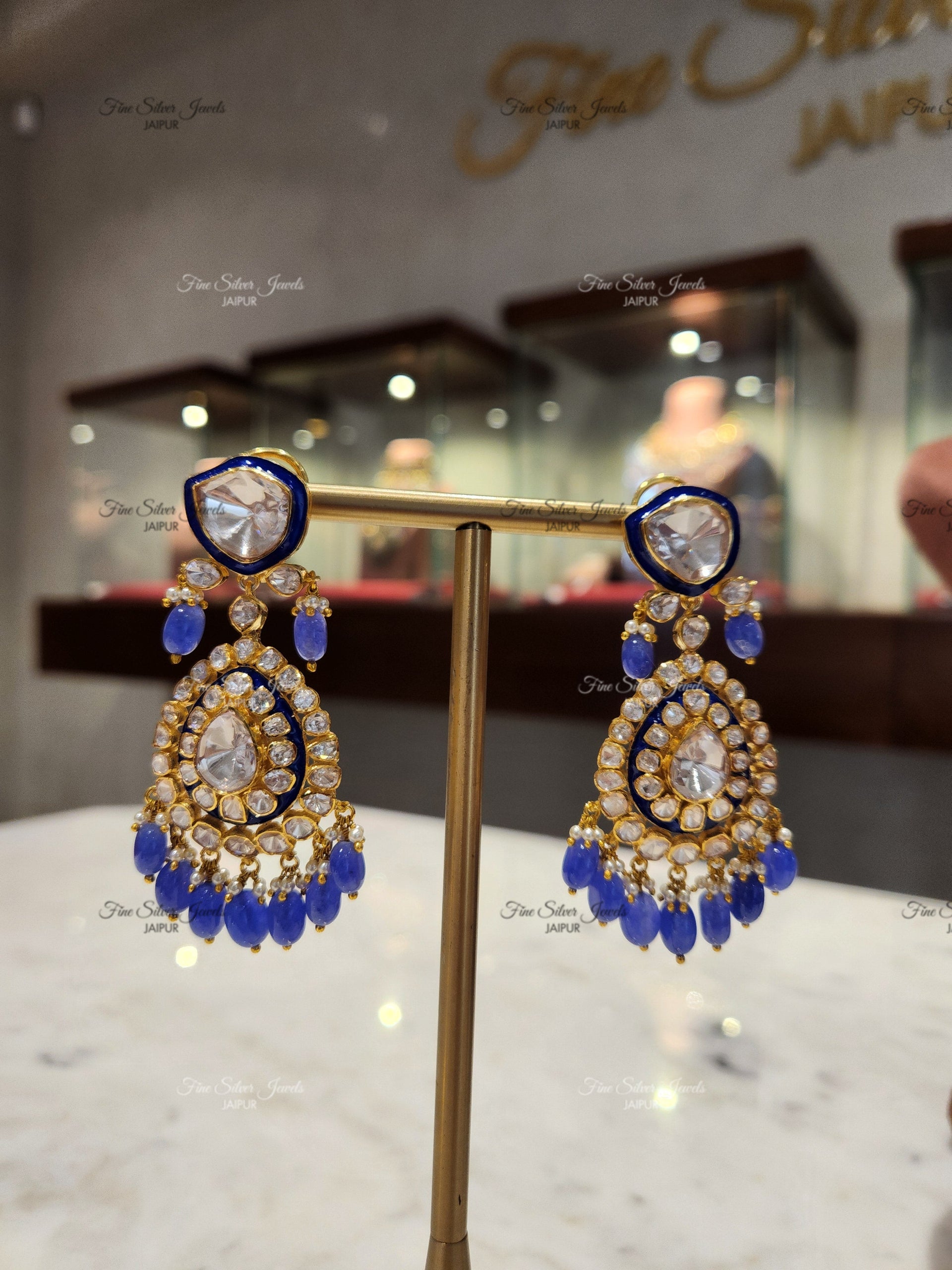 925 Silver Raha Bridal Polki Earrings