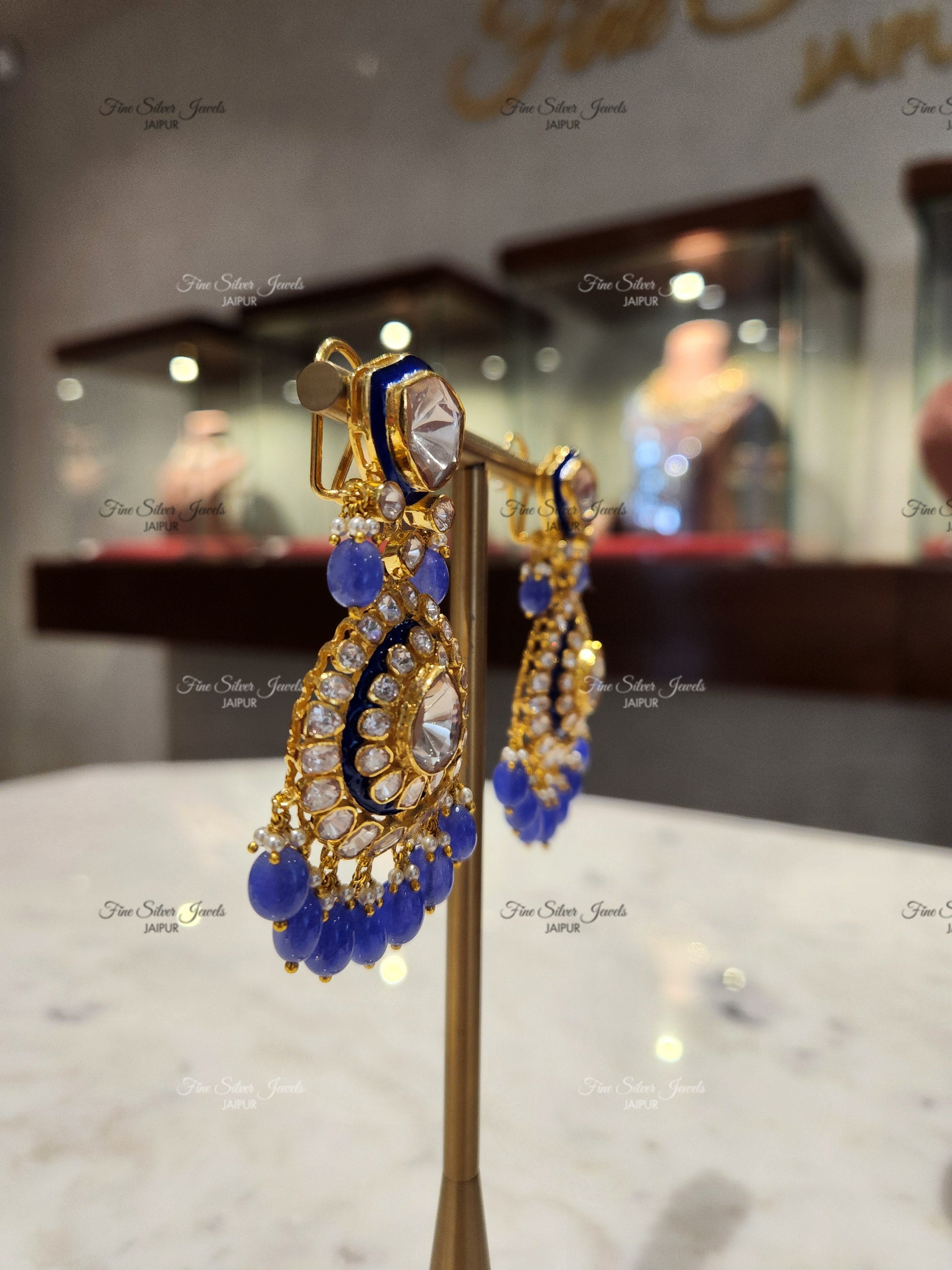 925 Silver Raha Bridal Polki Earrings
