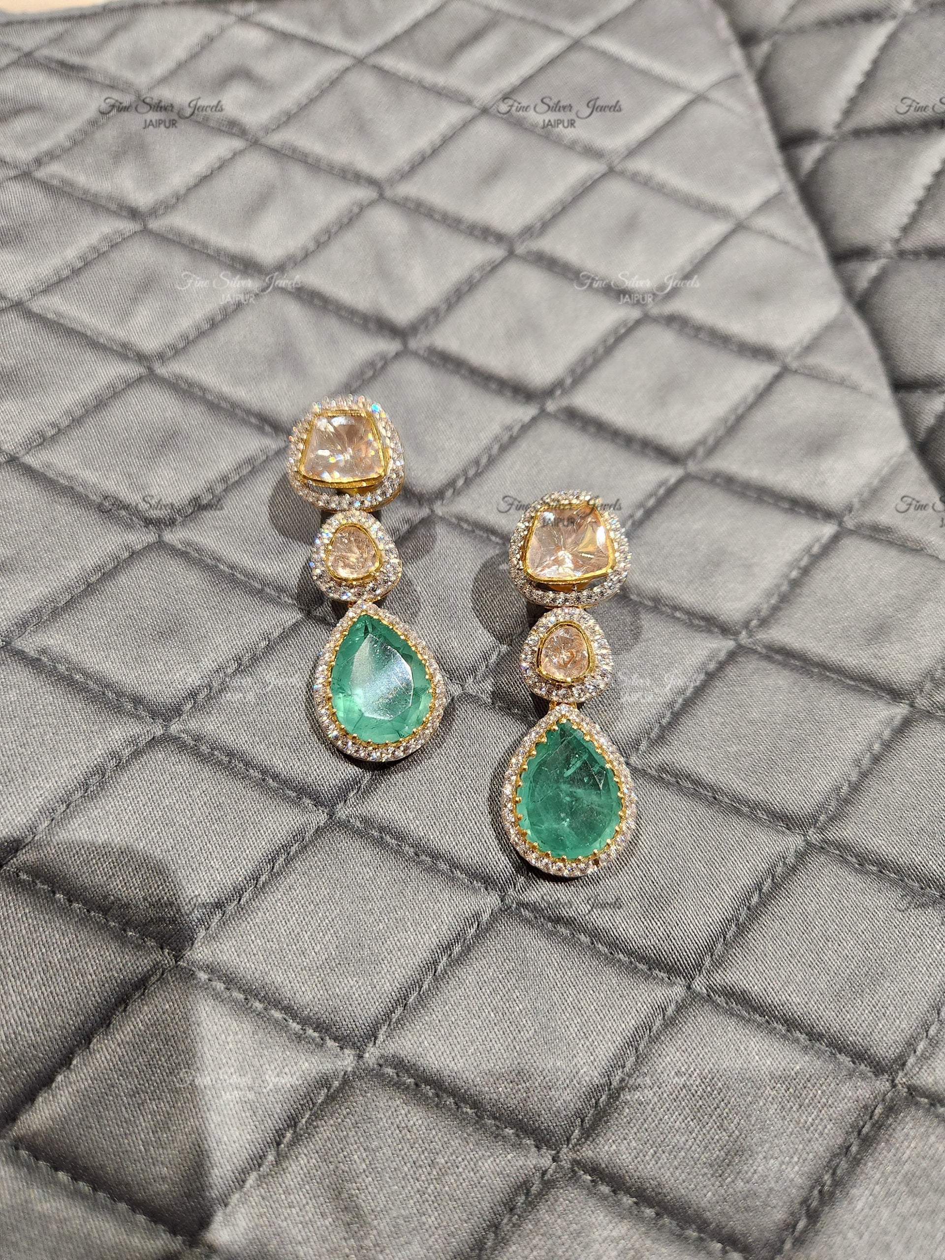 925 Silver Diana Polki Necklace Set