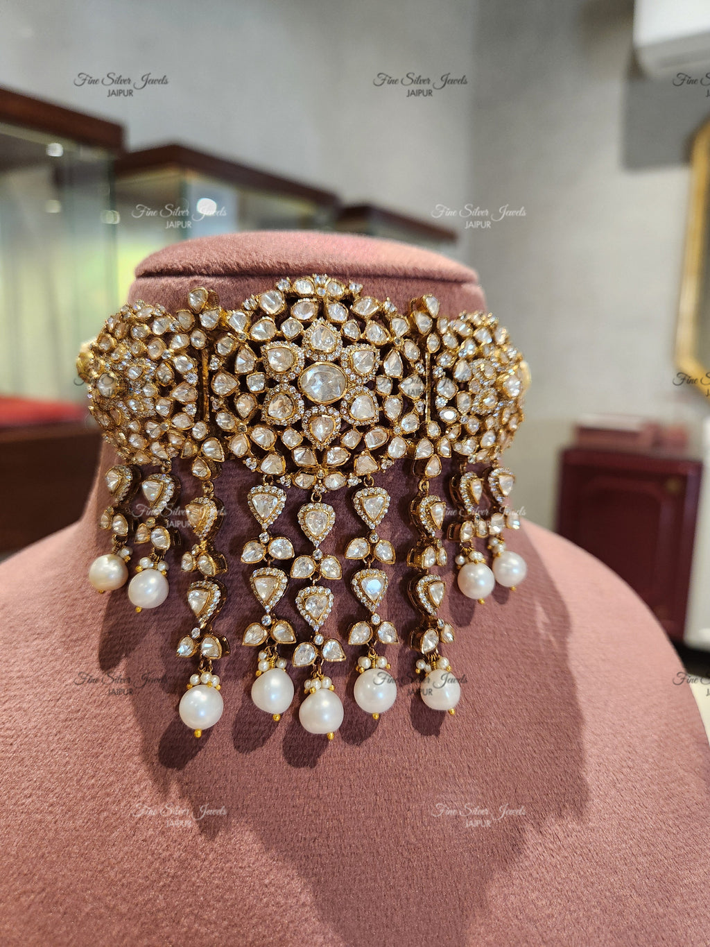 925 Silver Chandni Polki Necklace Set