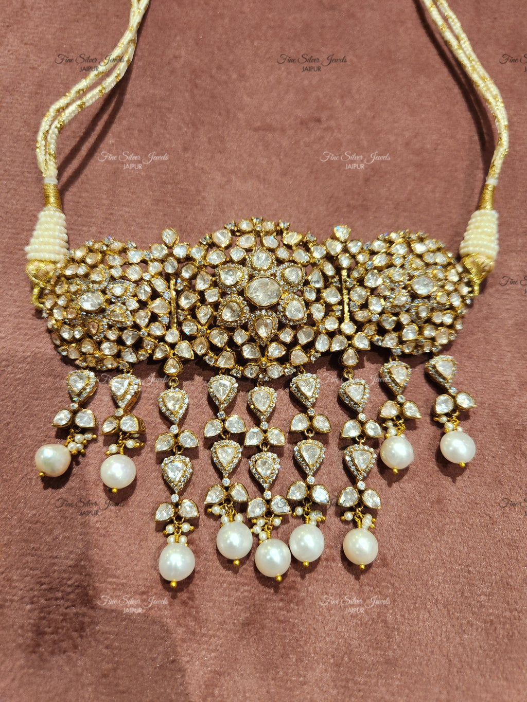 925 Silver Chandni Polki Necklace Set