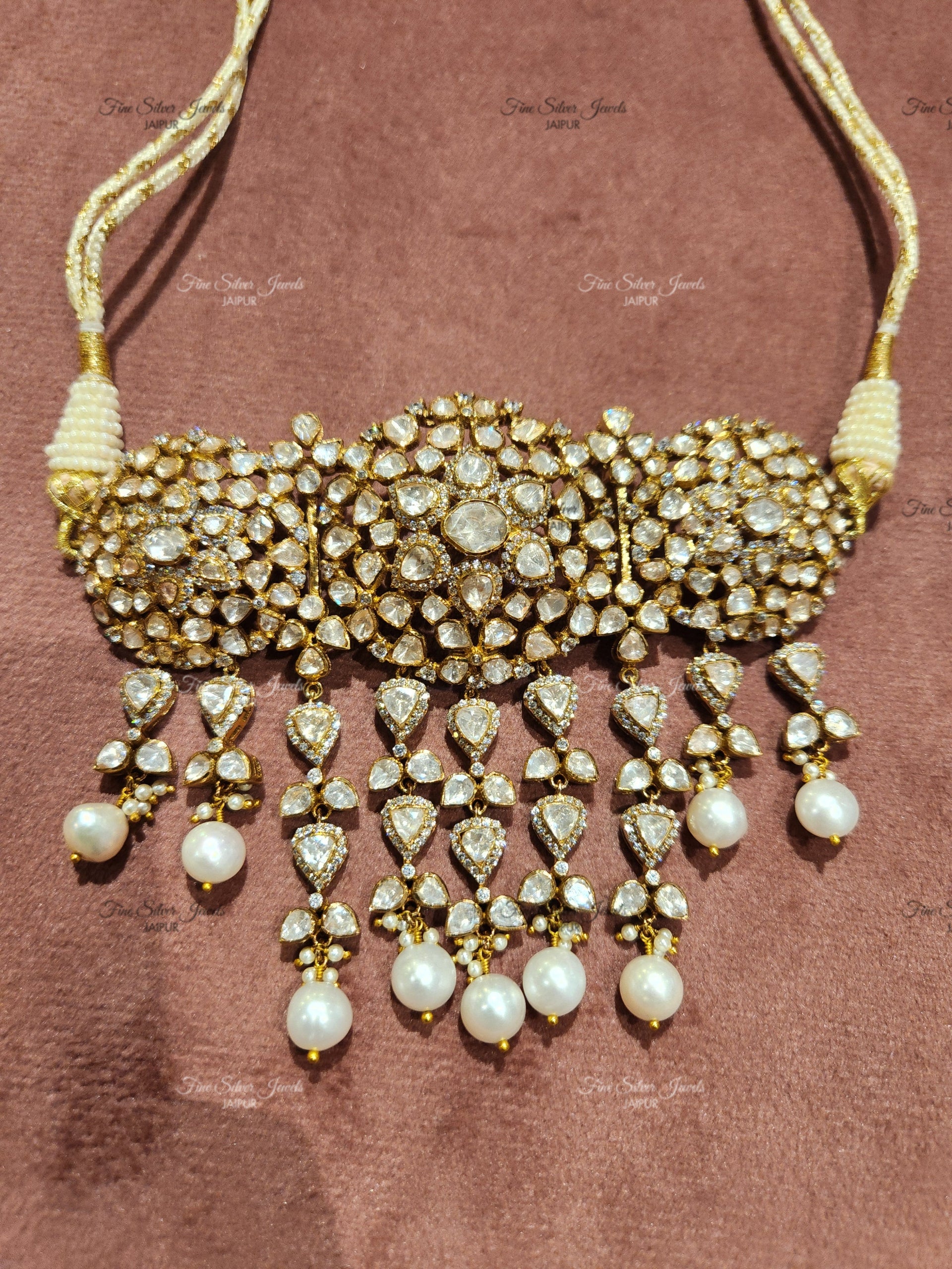 925 Silver Chandni Polki Necklace Set