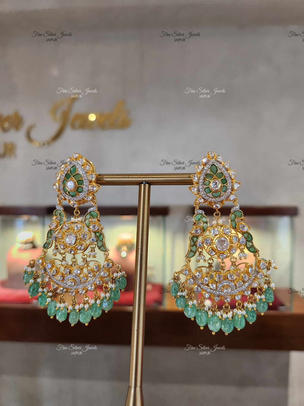 925 Silver Rakshi Polki Earrings